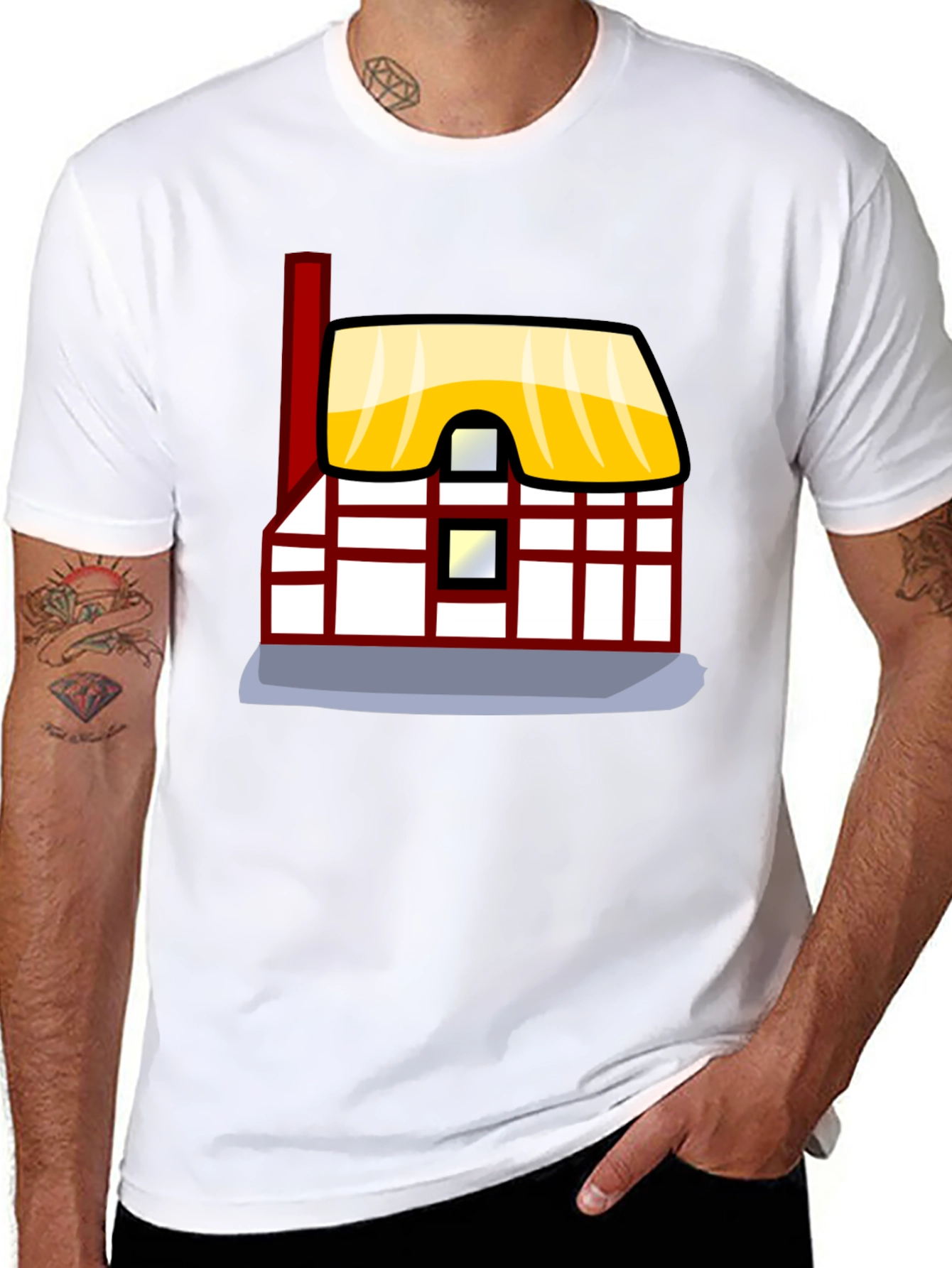 Cartoon House Graphic Tee - Unique Design