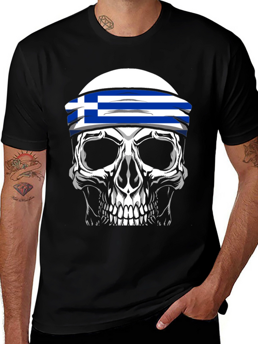 Greek Flag Skull T-Shirt