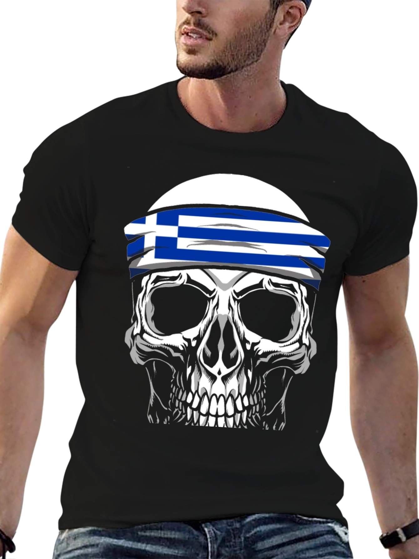 Greek Flag Skull T-Shirt