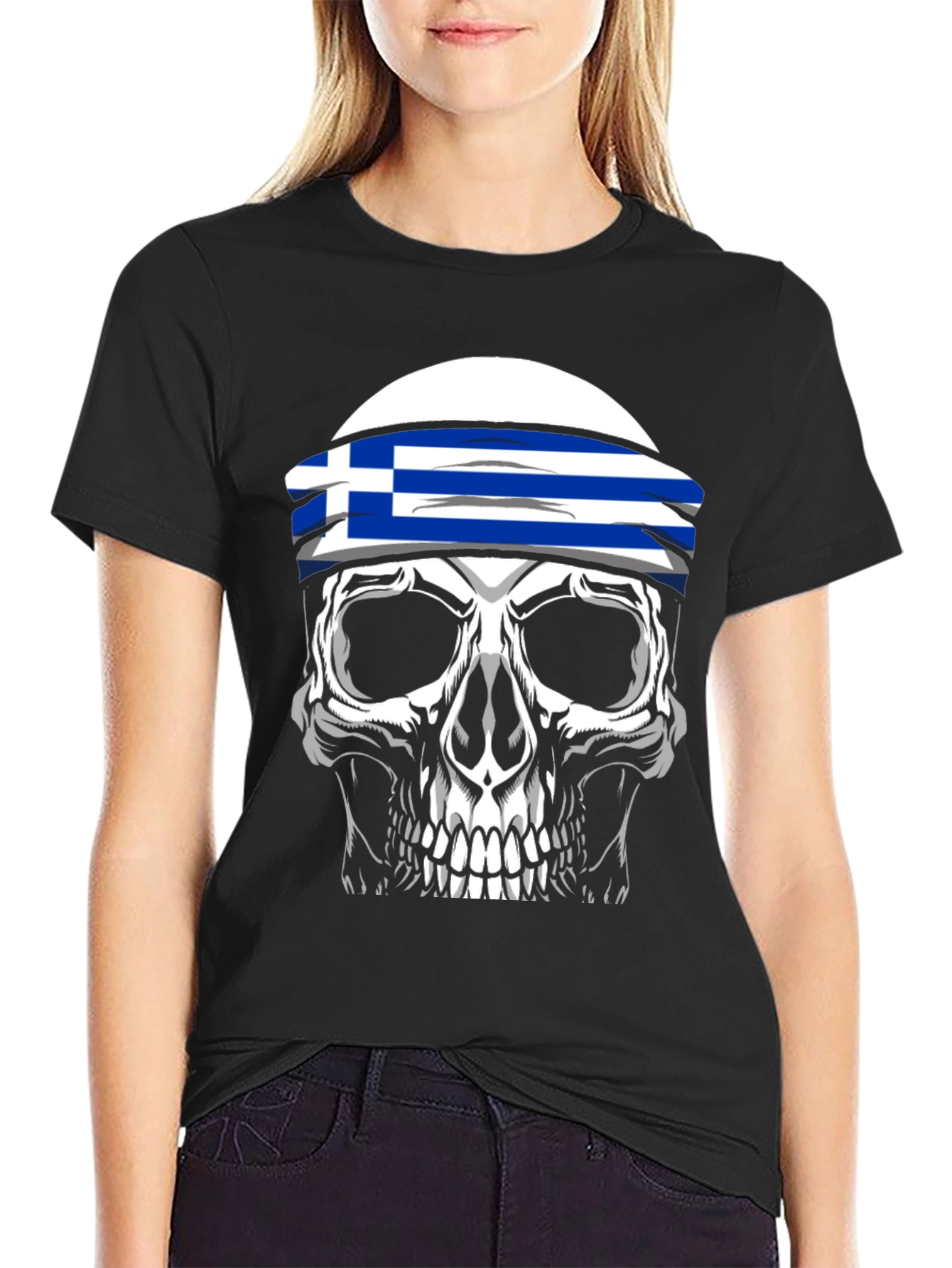 Greek Flag Skull T-Shirt