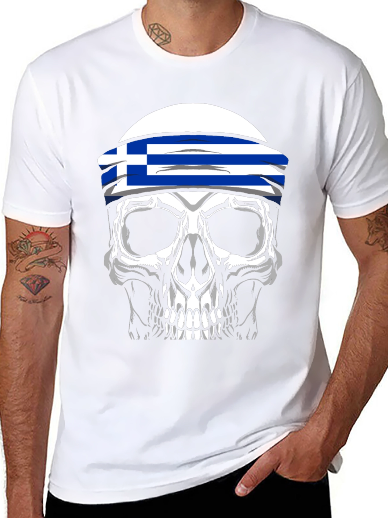 Greek Flag Skull T-Shirt