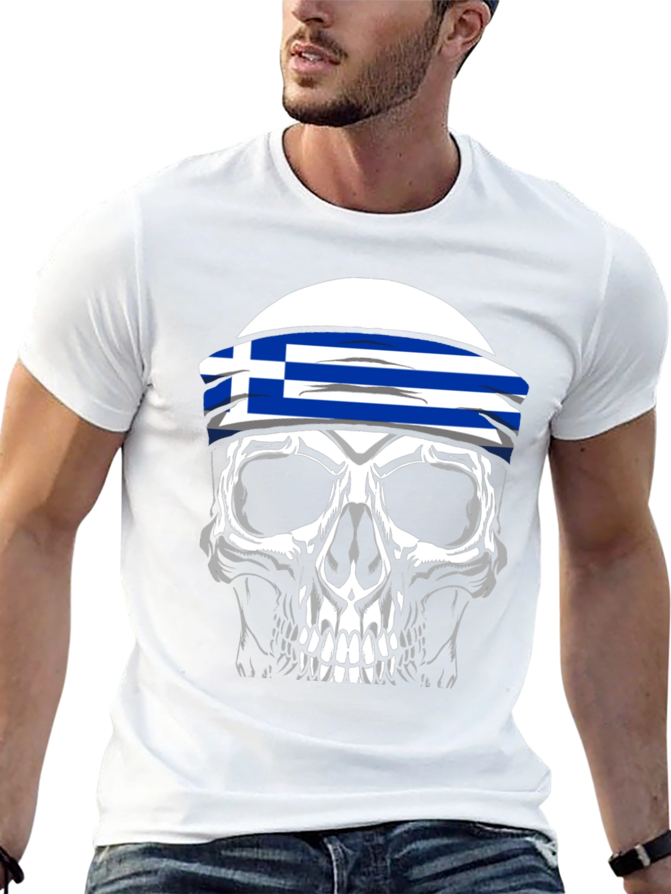Greek Flag Skull T-Shirt