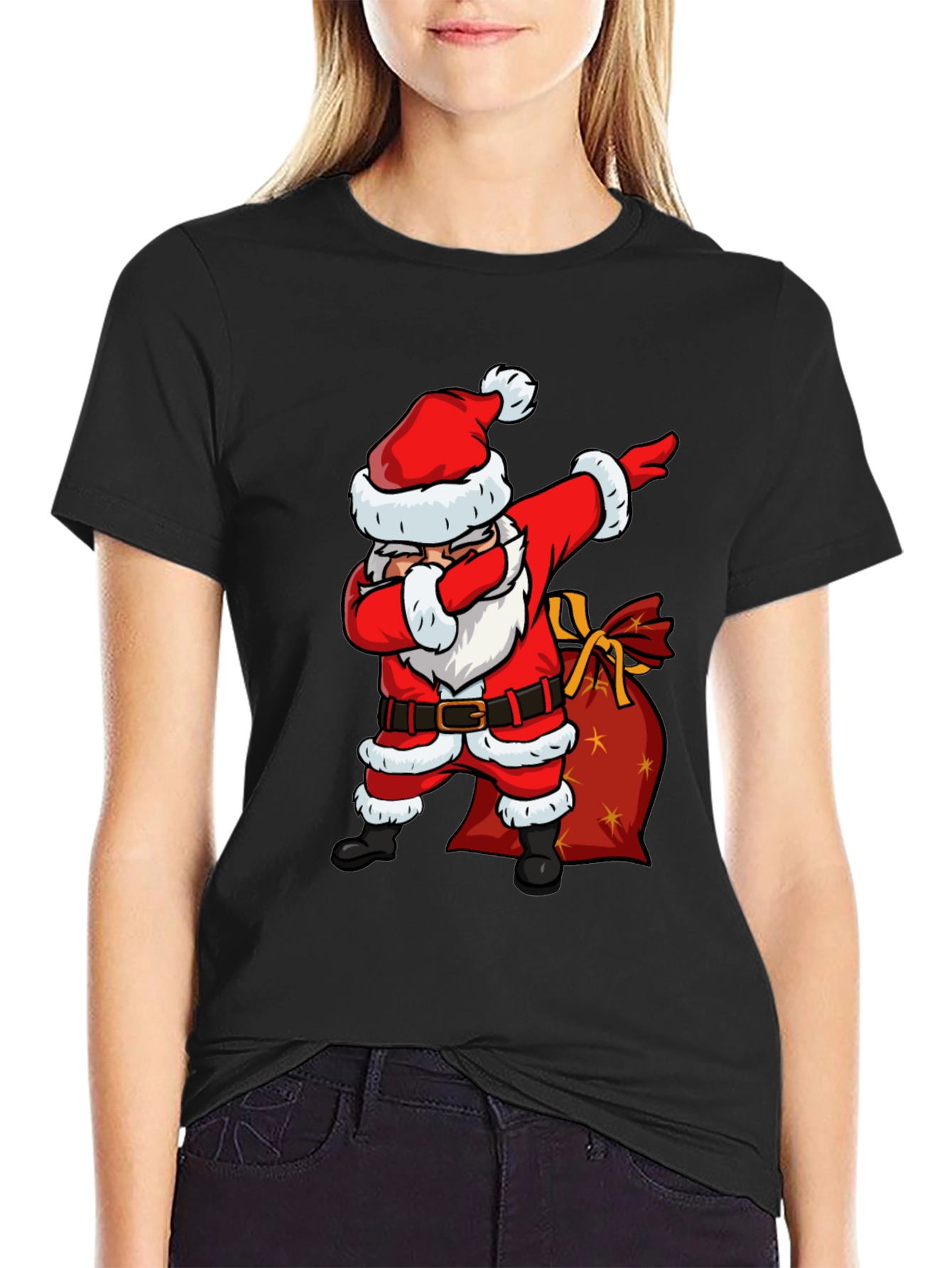 Santa Dabbing Graphic Tee - Christmas Holiday Shirt