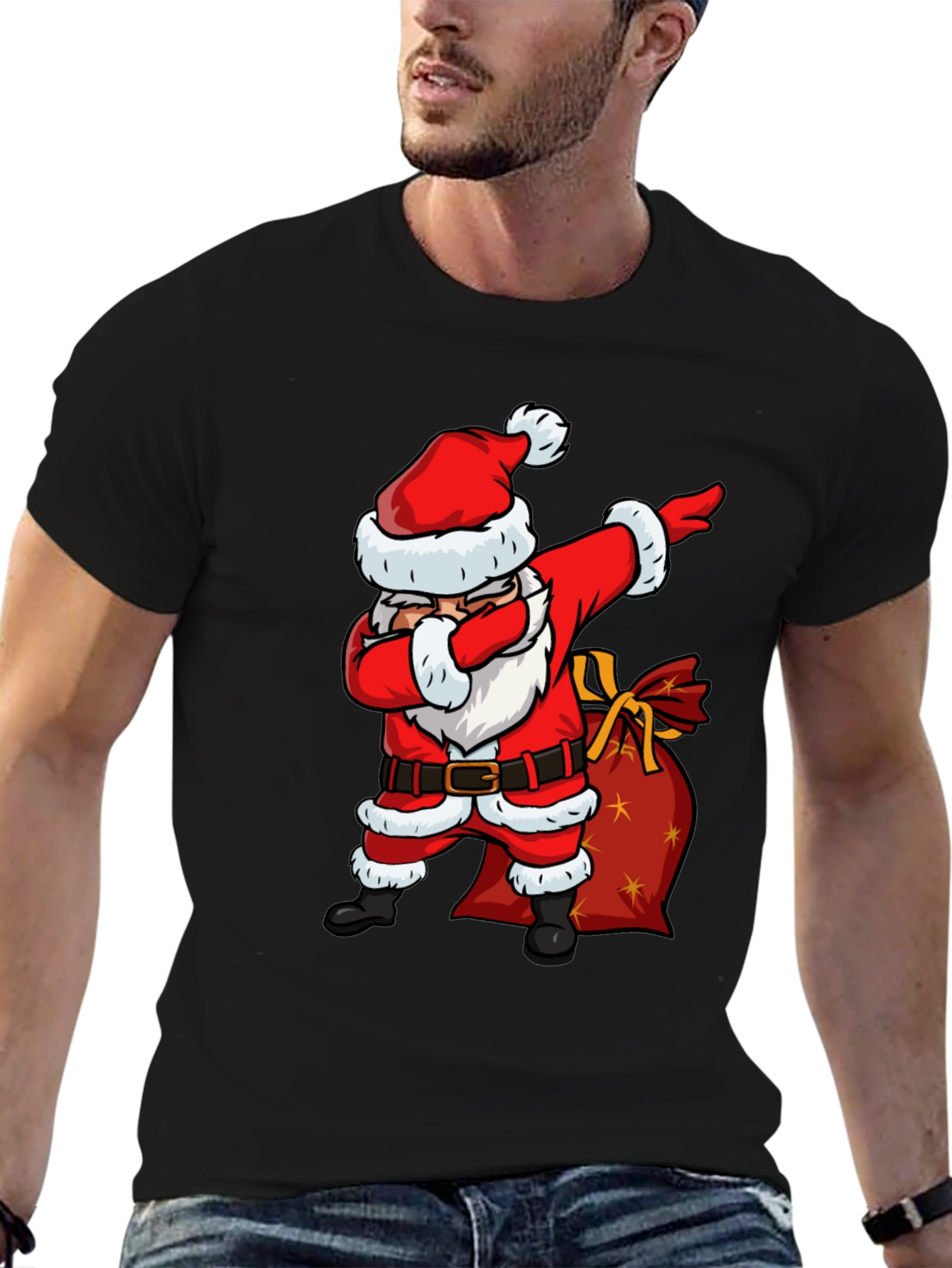Santa Dabbing Graphic Tee - Christmas Holiday Shirt