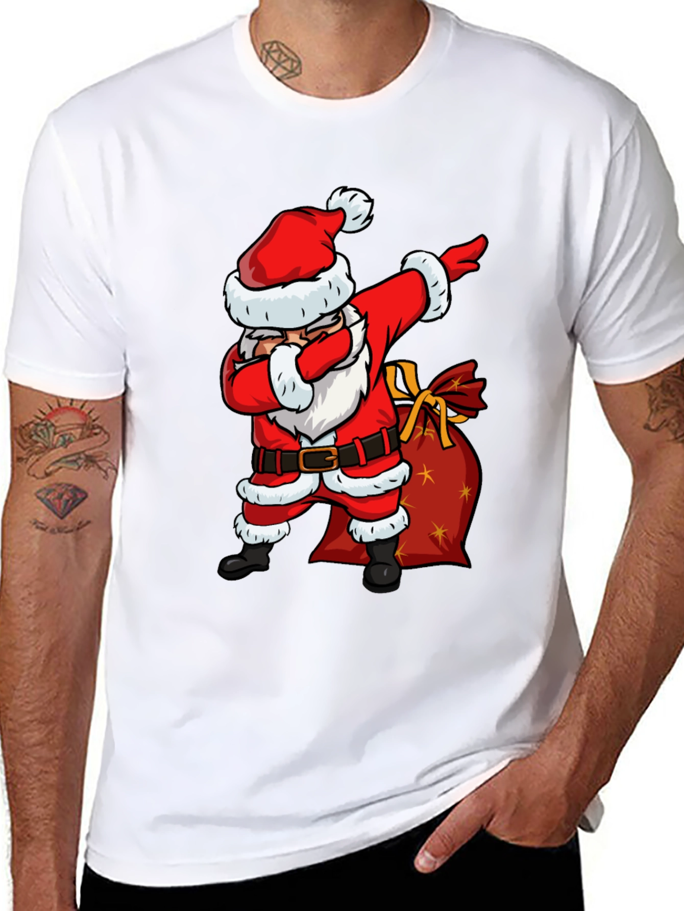 Santa Dabbing Graphic Tee - Christmas Holiday Shirt