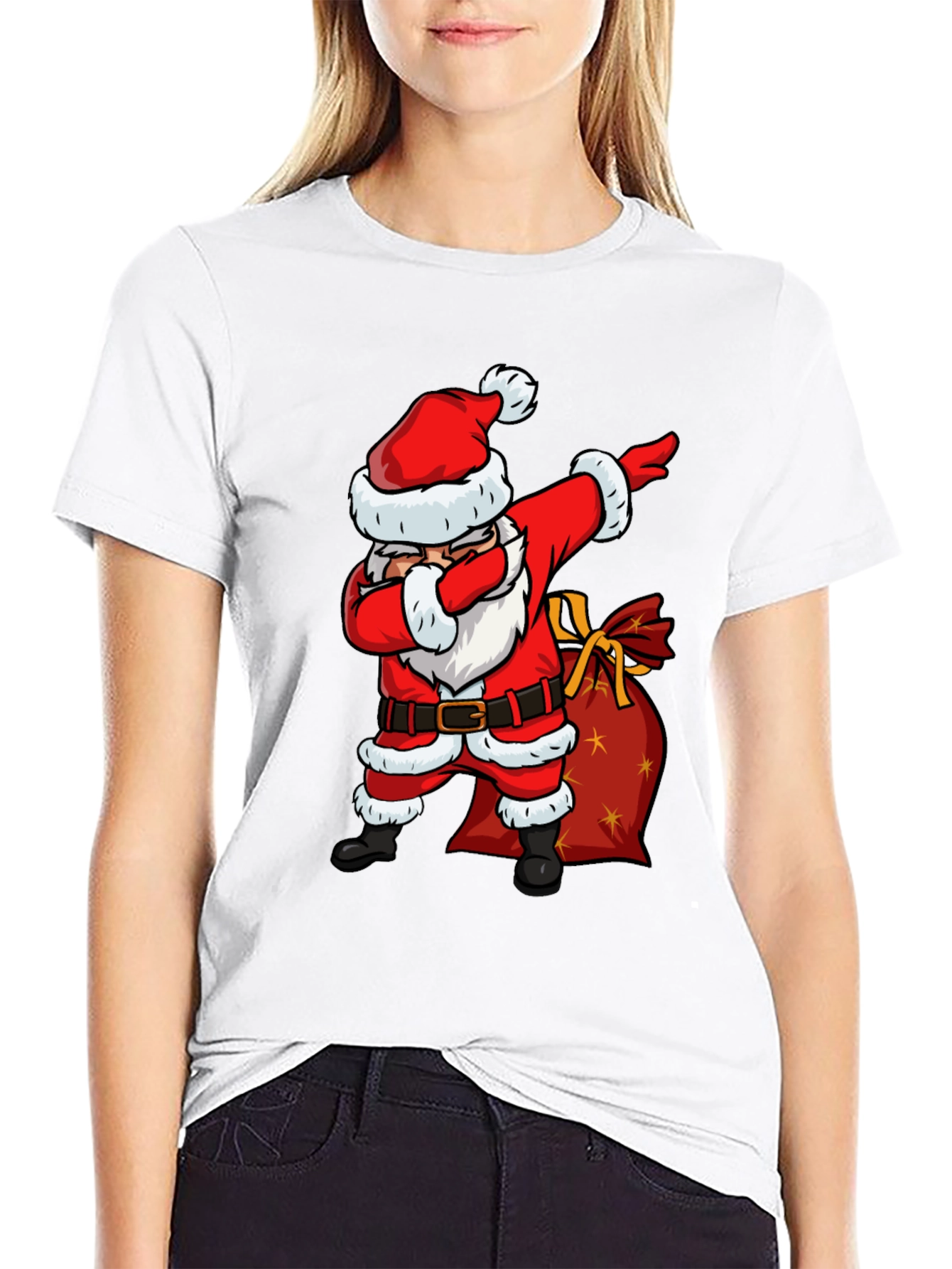 Santa Dabbing Graphic Tee - Christmas Holiday Shirt