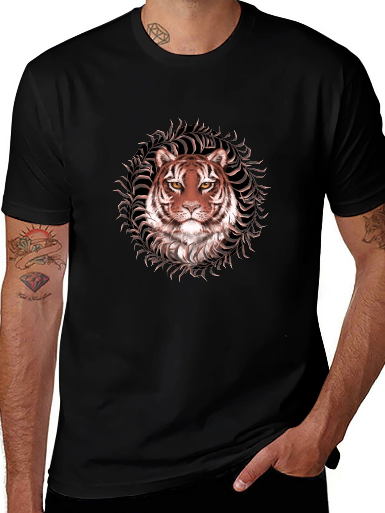 Tiger Graphic Tee - Black Stylish Animal Print