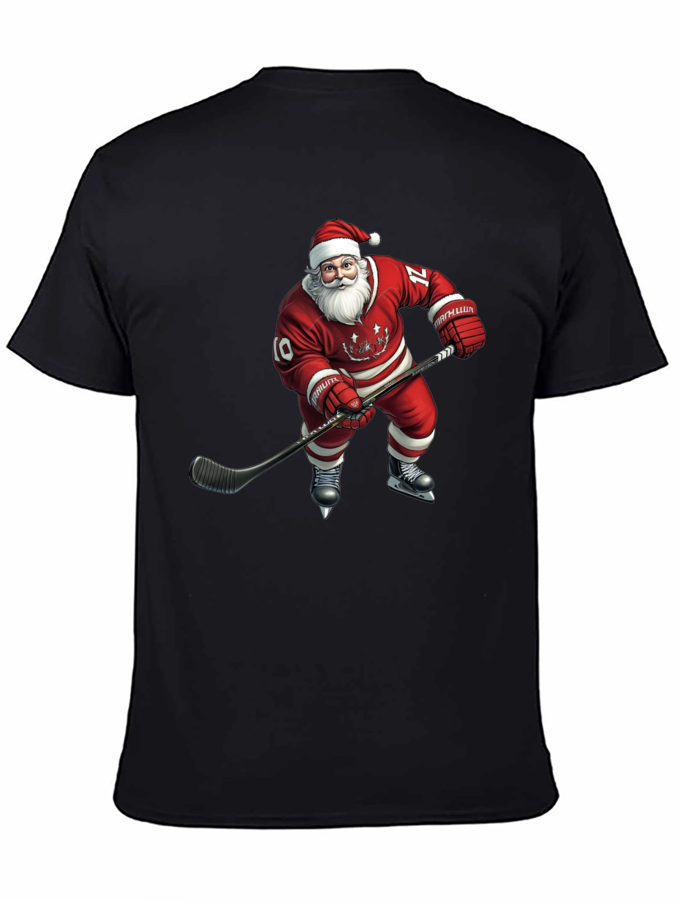 Santa Hockey T-Shirt - Holiday Festive Tee
