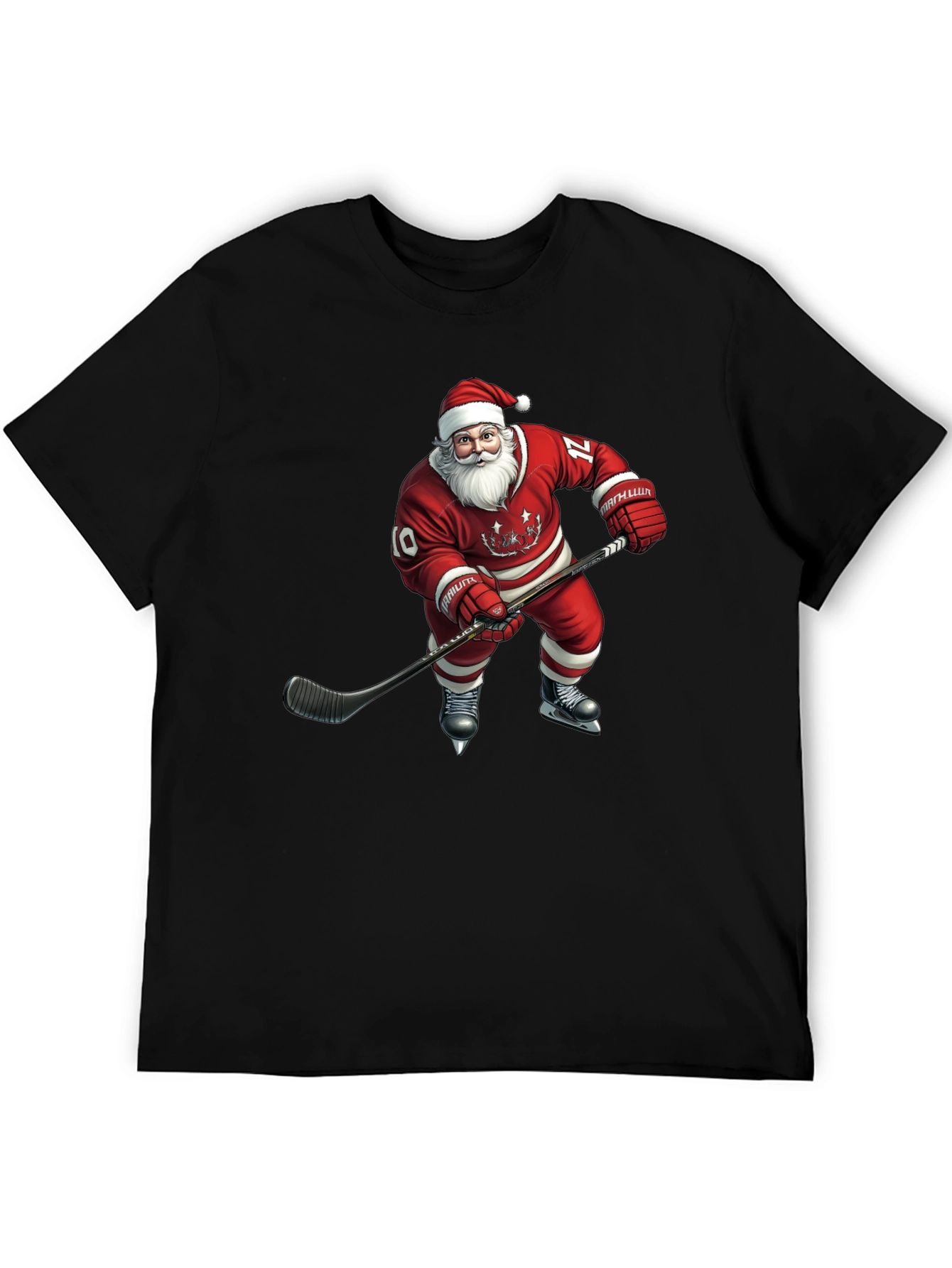 Santa Hockey T-Shirt - Holiday Festive Tee