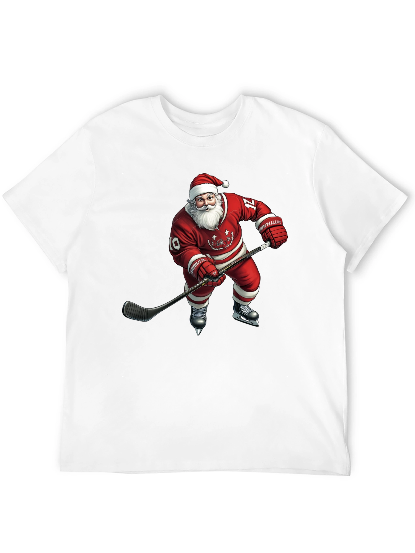 Santa Hockey T-Shirt - Holiday Festive Tee
