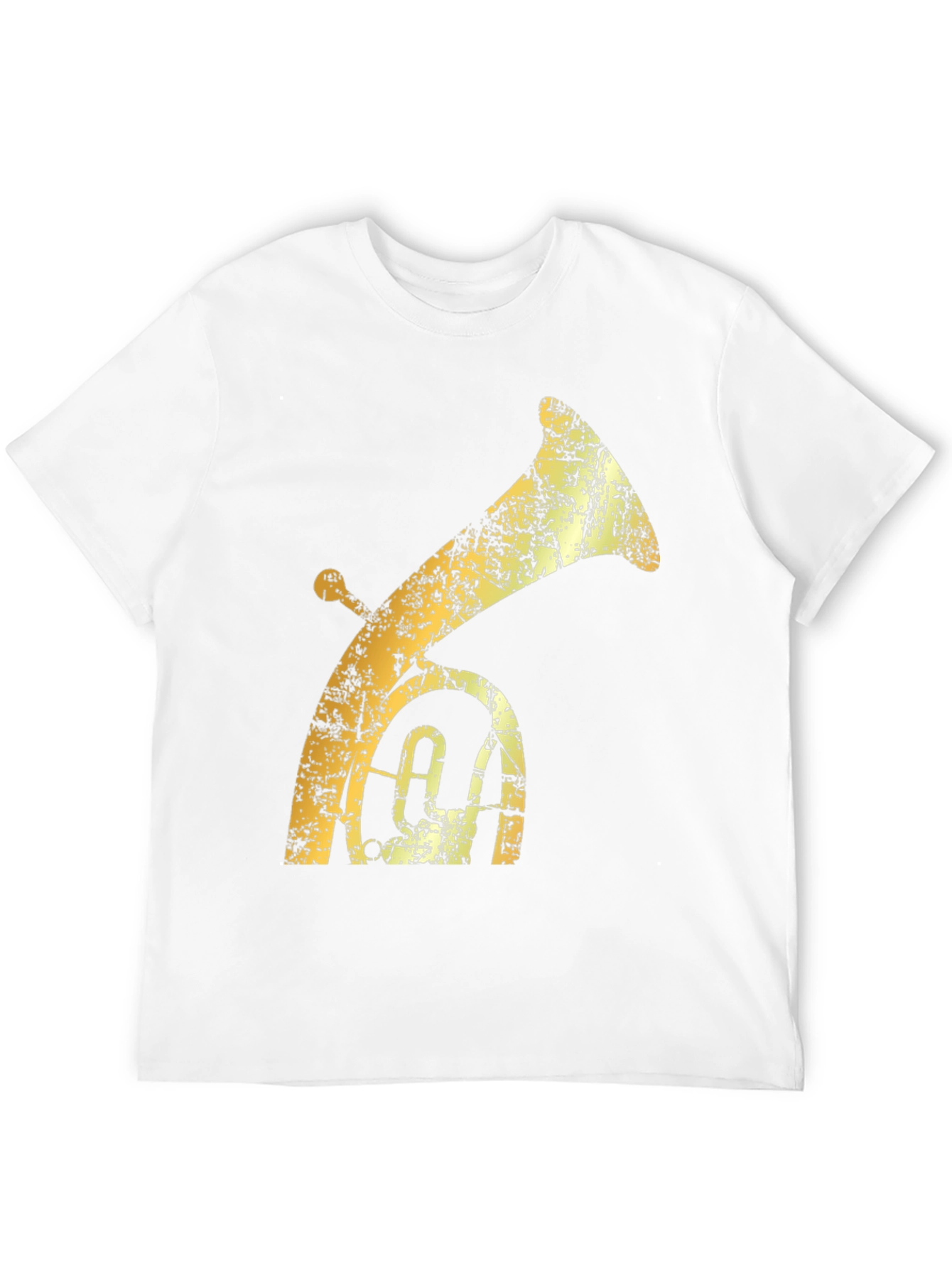 Tuba Graphic T-Shirt - Distressed Gold on Black