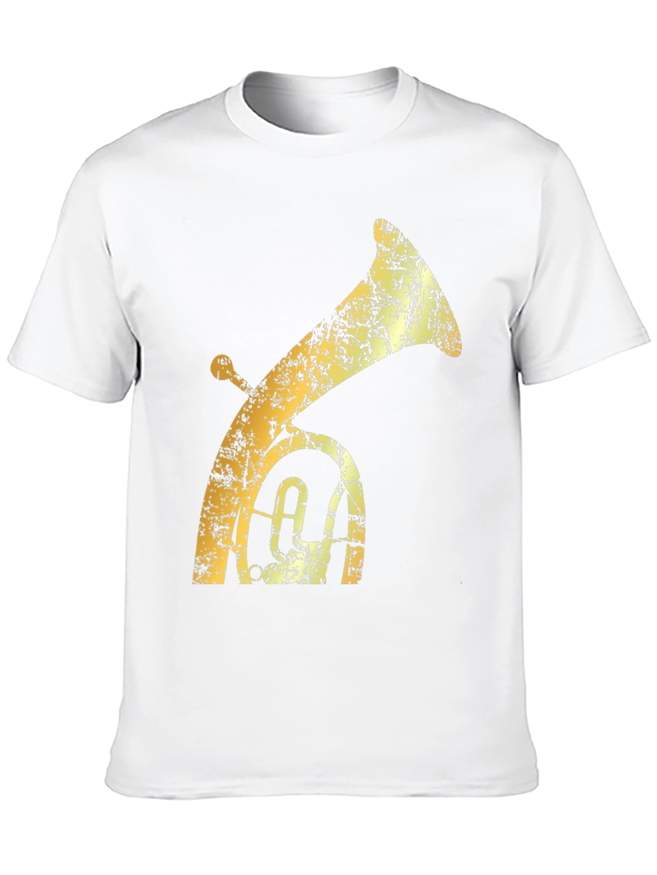 Tuba Graphic T-Shirt - Distressed Gold on Black
