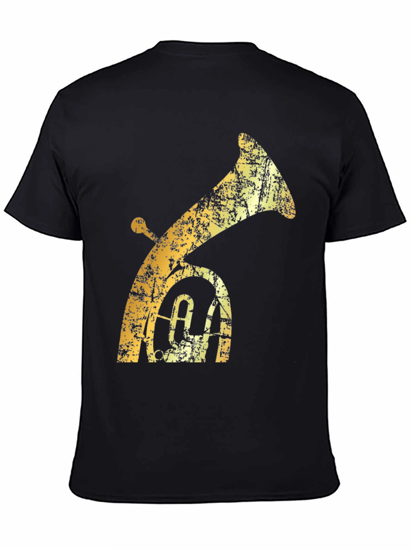 Tuba Graphic T-Shirt - Distressed Gold on Black