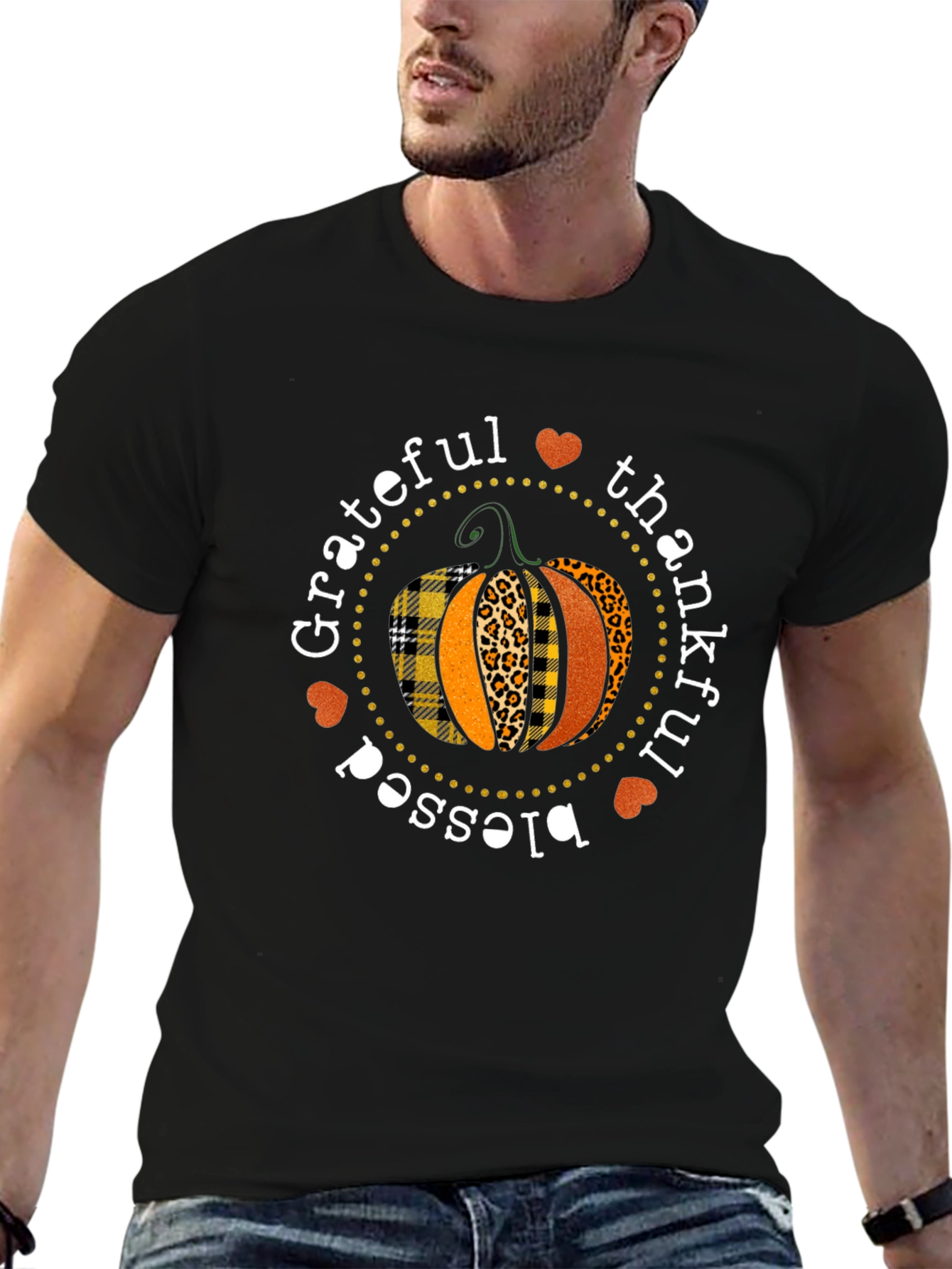 Grateful Thankful Blessed Pumpkin T-Shirt