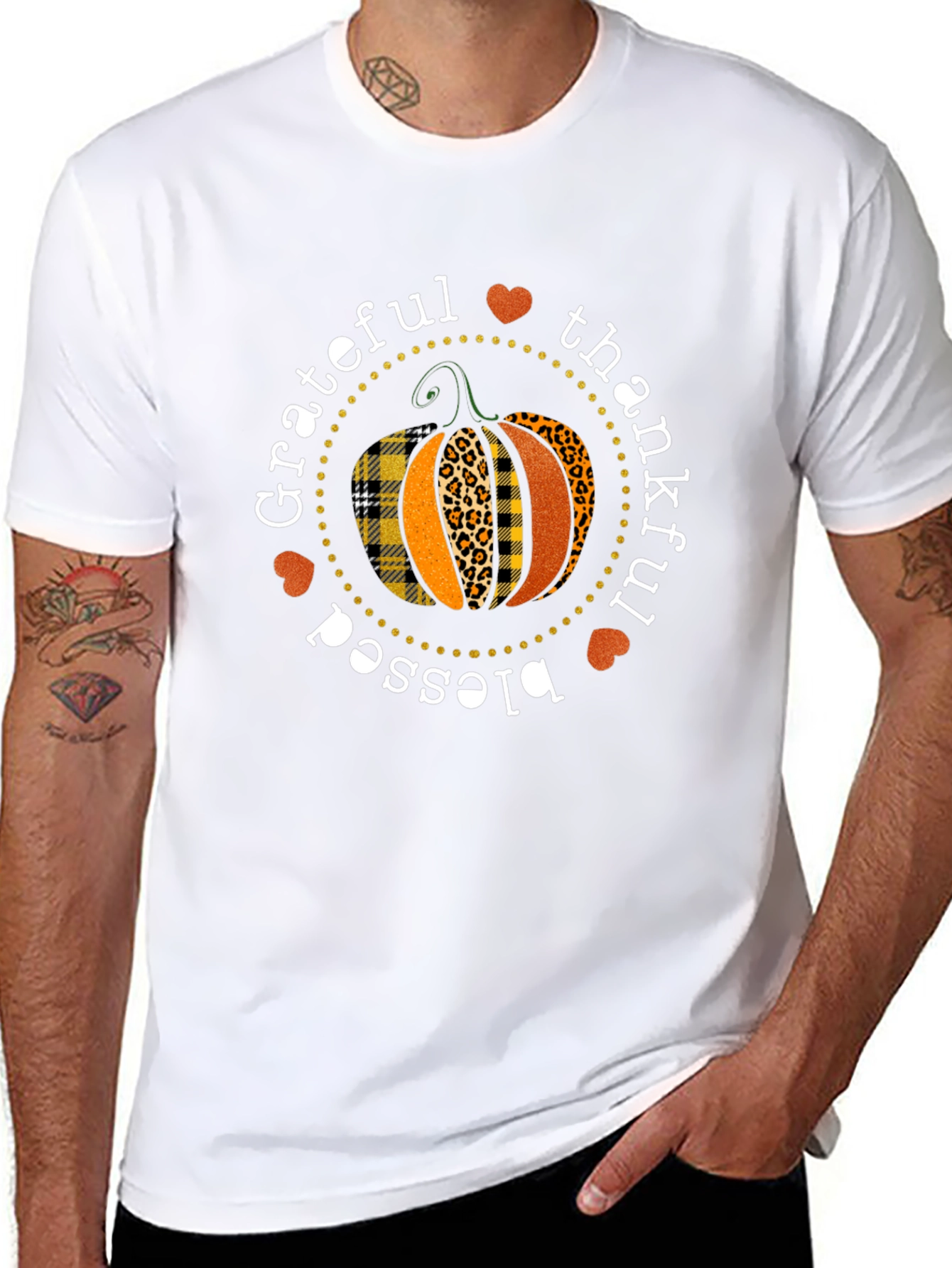 Grateful Thankful Blessed Pumpkin T-Shirt