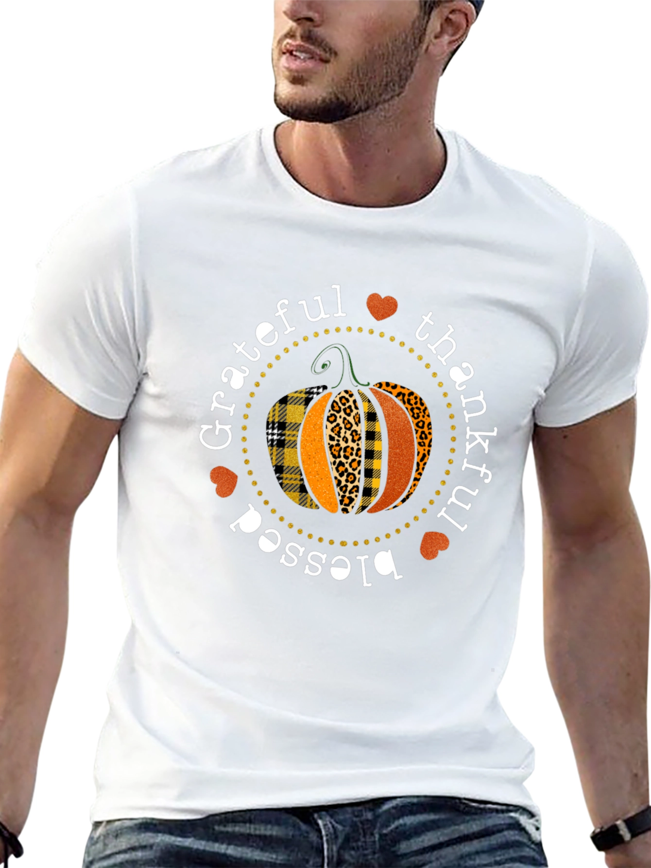 Grateful Thankful Blessed Pumpkin T-Shirt