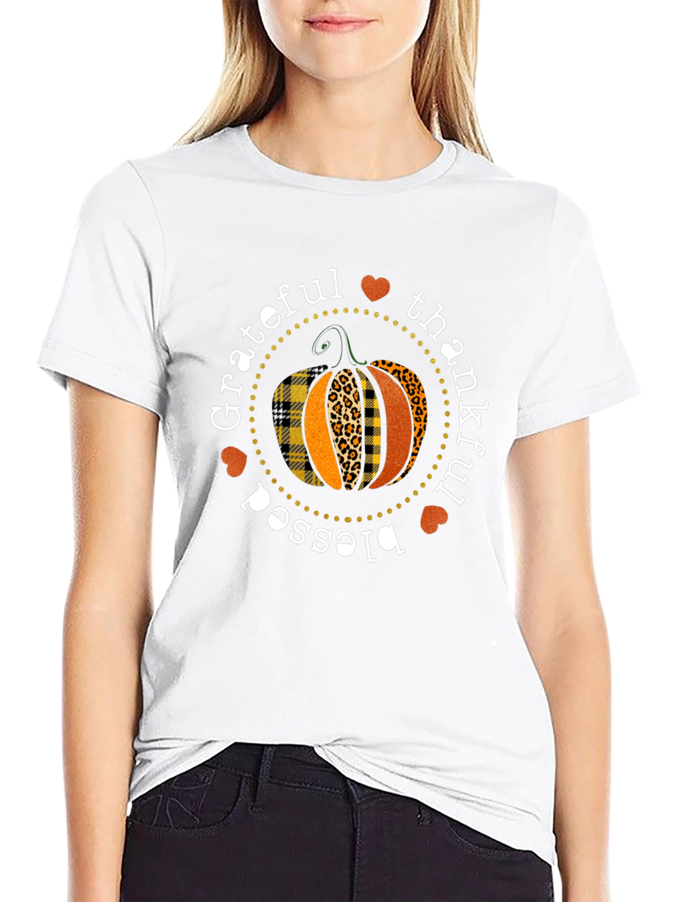 Grateful Thankful Blessed Pumpkin T-Shirt