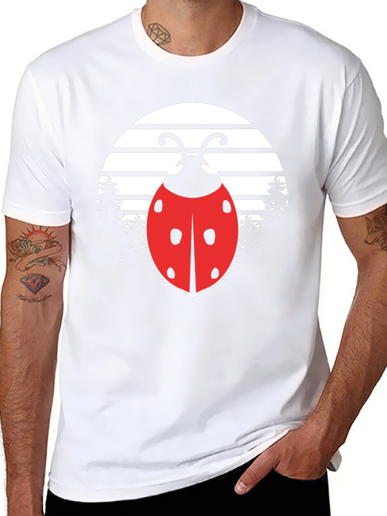 Ladybug Sunset Graphic Tee - Black Cotton Blend