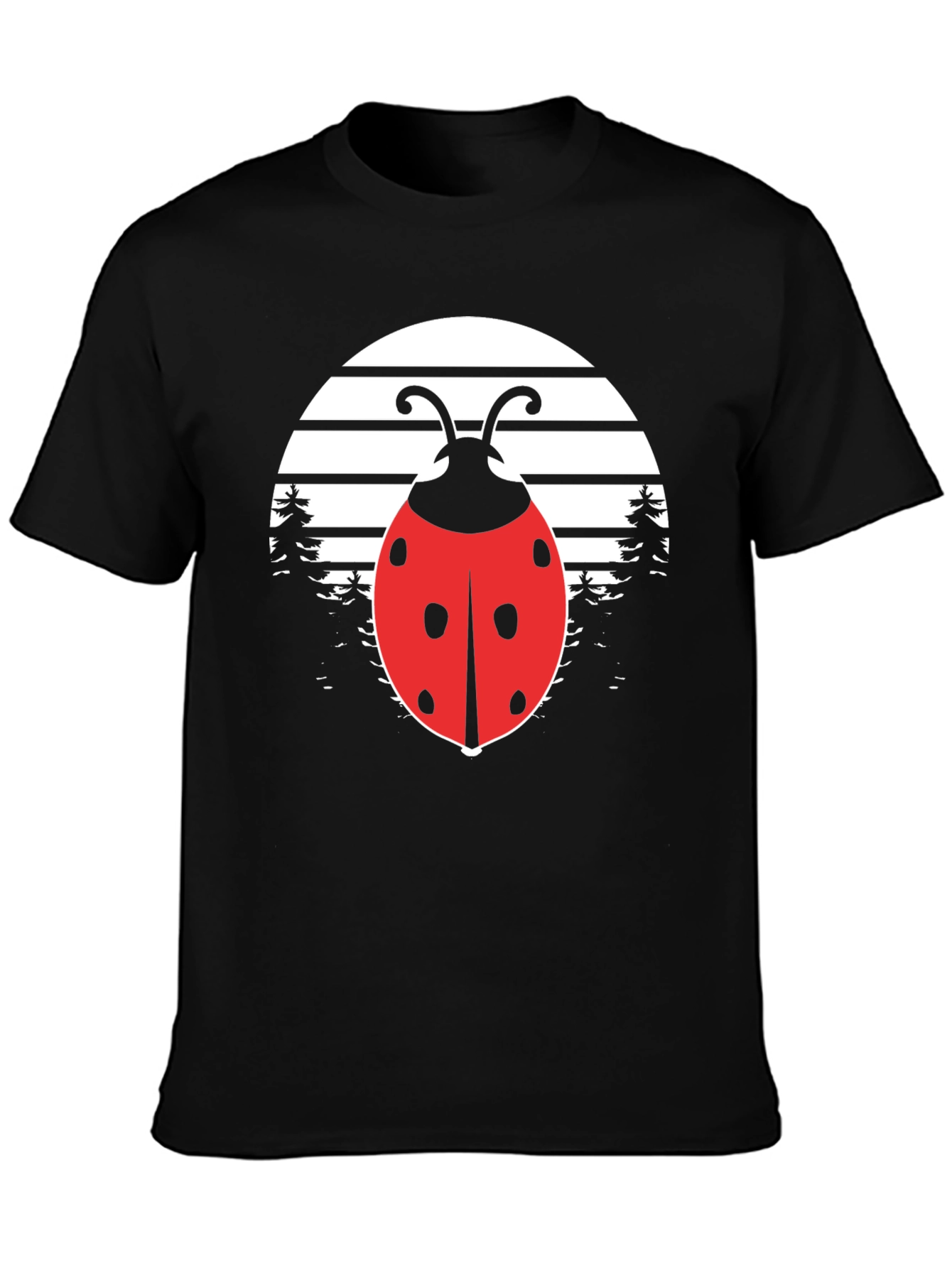 Ladybug Sunset Graphic Tee - Black Cotton Blend