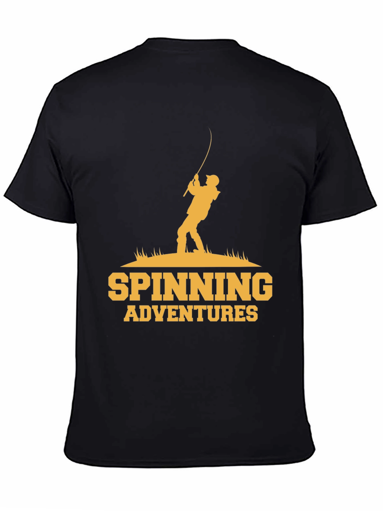 Spinning Adventures Black Graphic Tee - Fishing Lovers Shirt