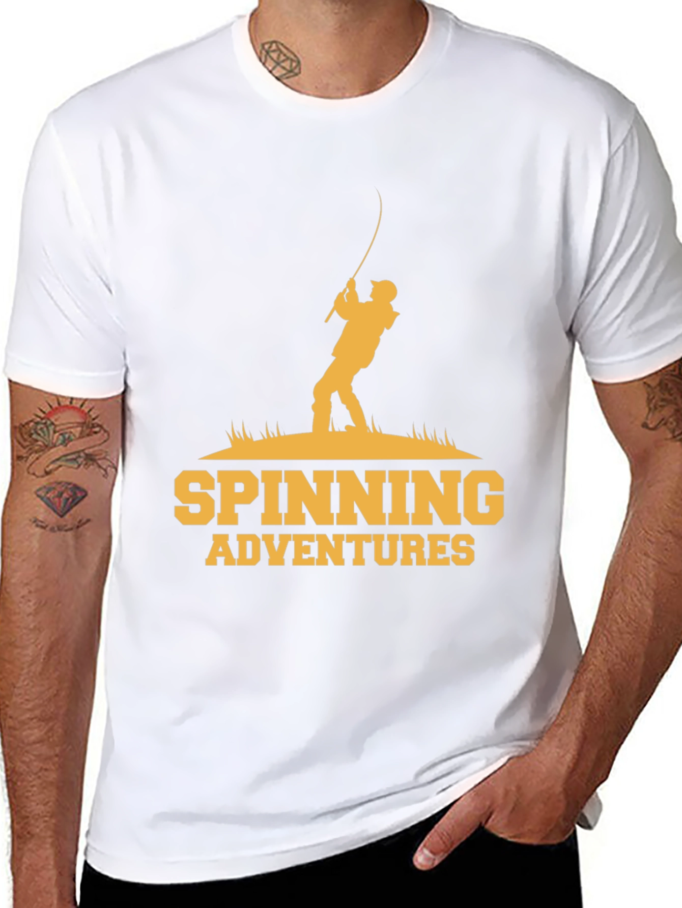 Spinning Adventures Black Graphic Tee - Fishing Lovers Shirt