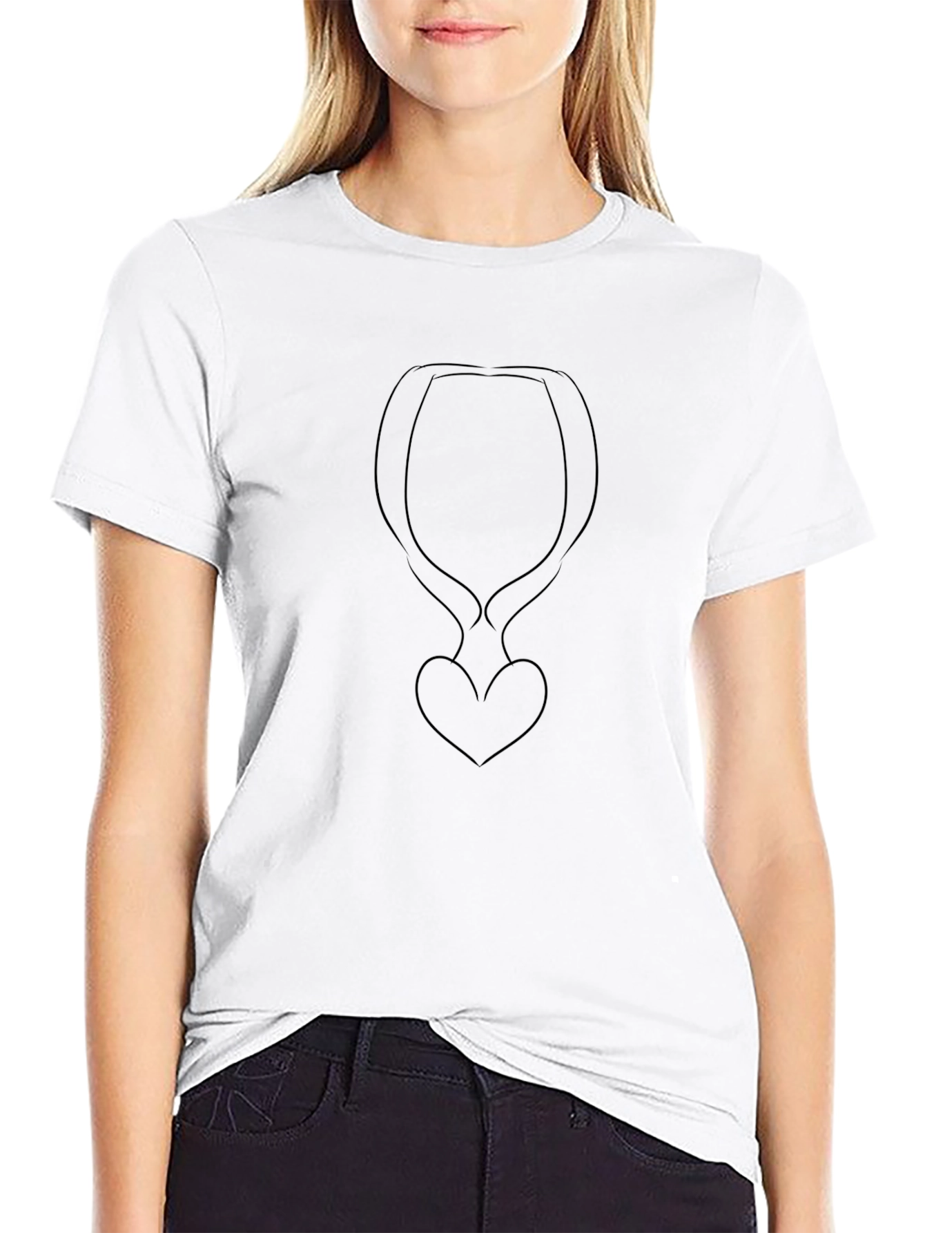 Minimalist Heart Silhouette Black T-Shirt