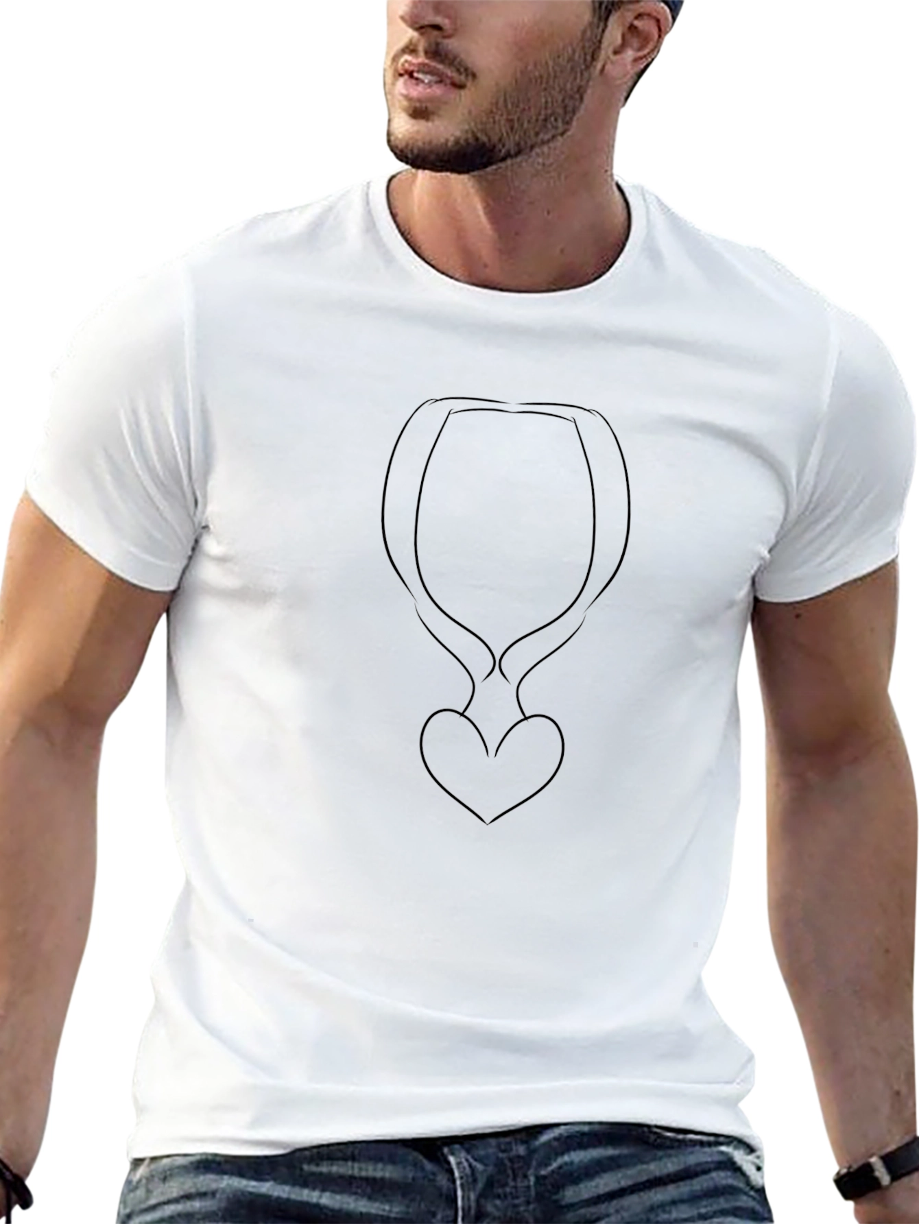 Minimalist Heart Silhouette Black T-Shirt