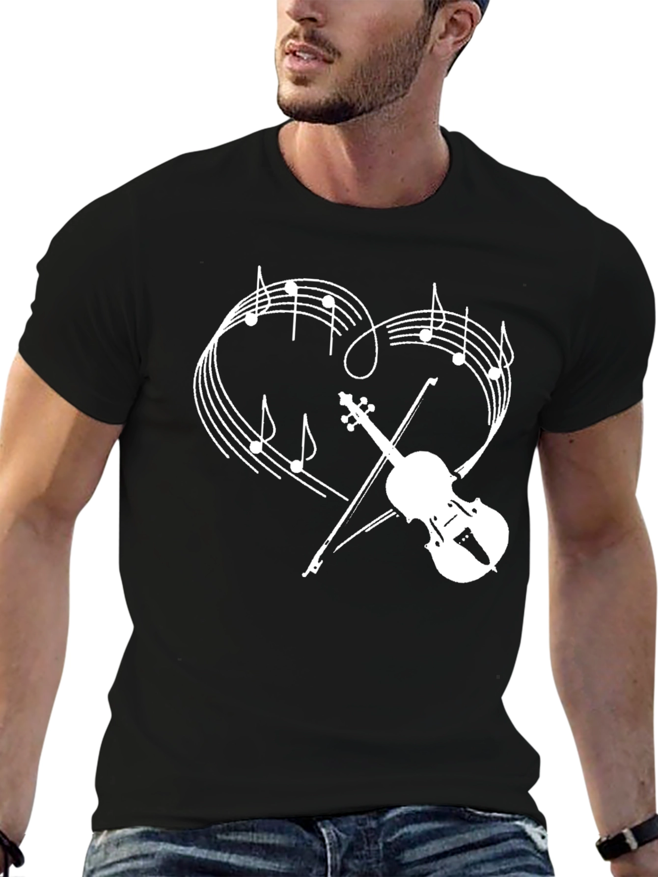 Music Lovers Violin Heart Graphic Tee