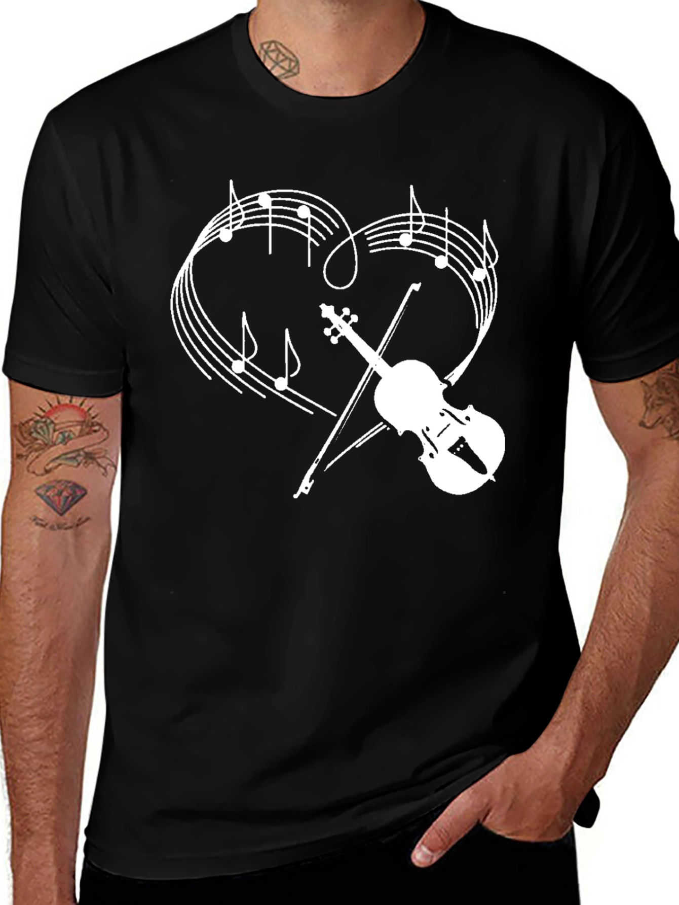 Music Lovers Violin Heart Graphic Tee