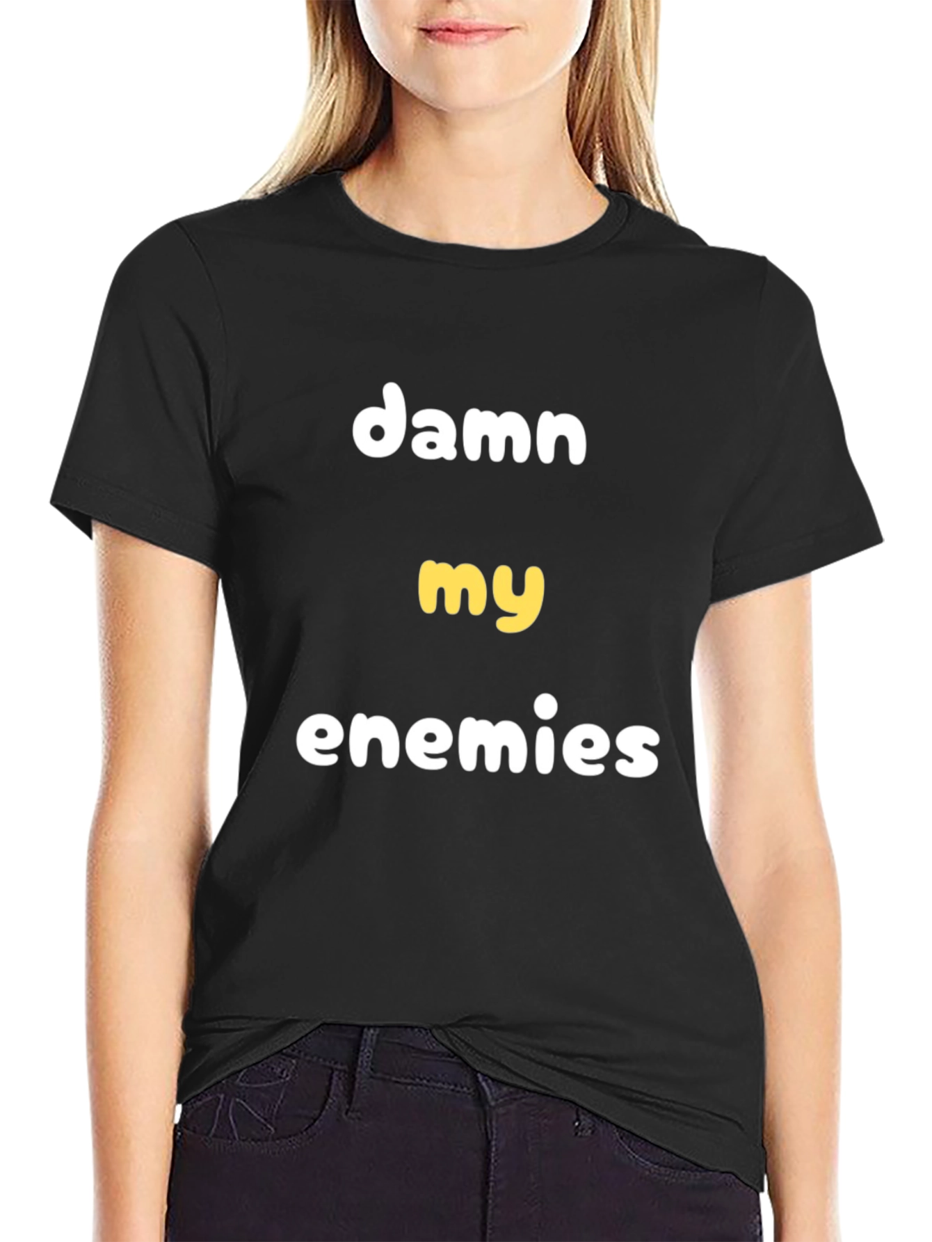 Damn My Enemies Graphic T-Shirt - Black Cotton Tee