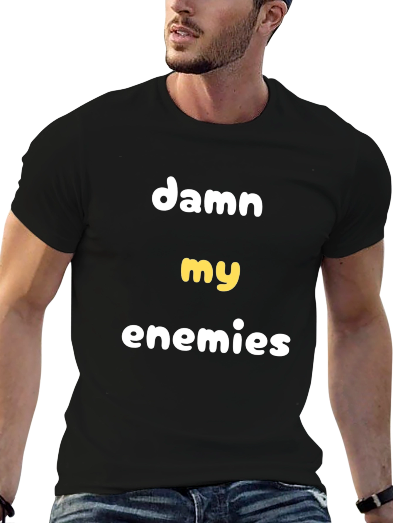 Damn My Enemies Graphic T-Shirt - Black Cotton Tee