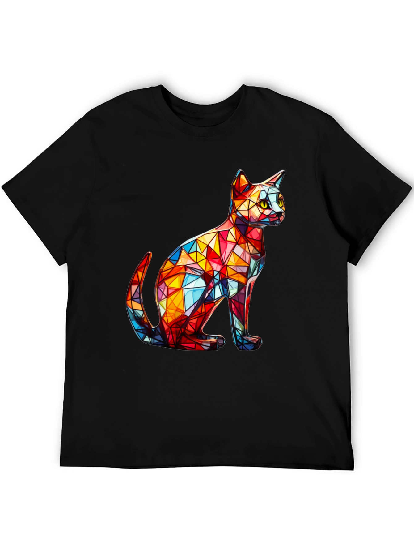 Geometric Cat T-Shirt - Artistic Design