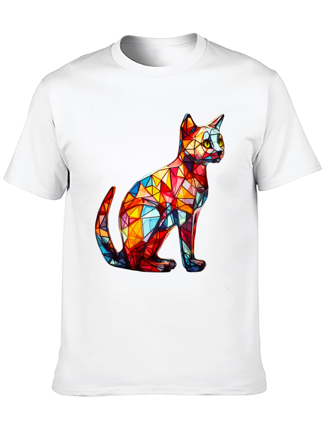 Geometric Cat T-Shirt - Artistic Design