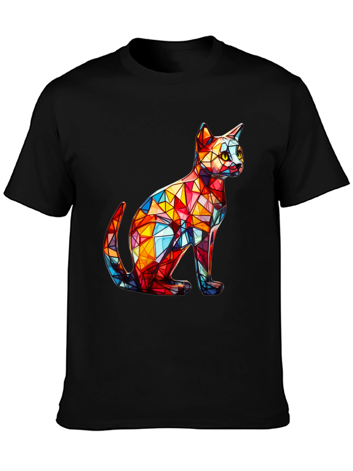 Geometric Cat T-Shirt - Artistic Design