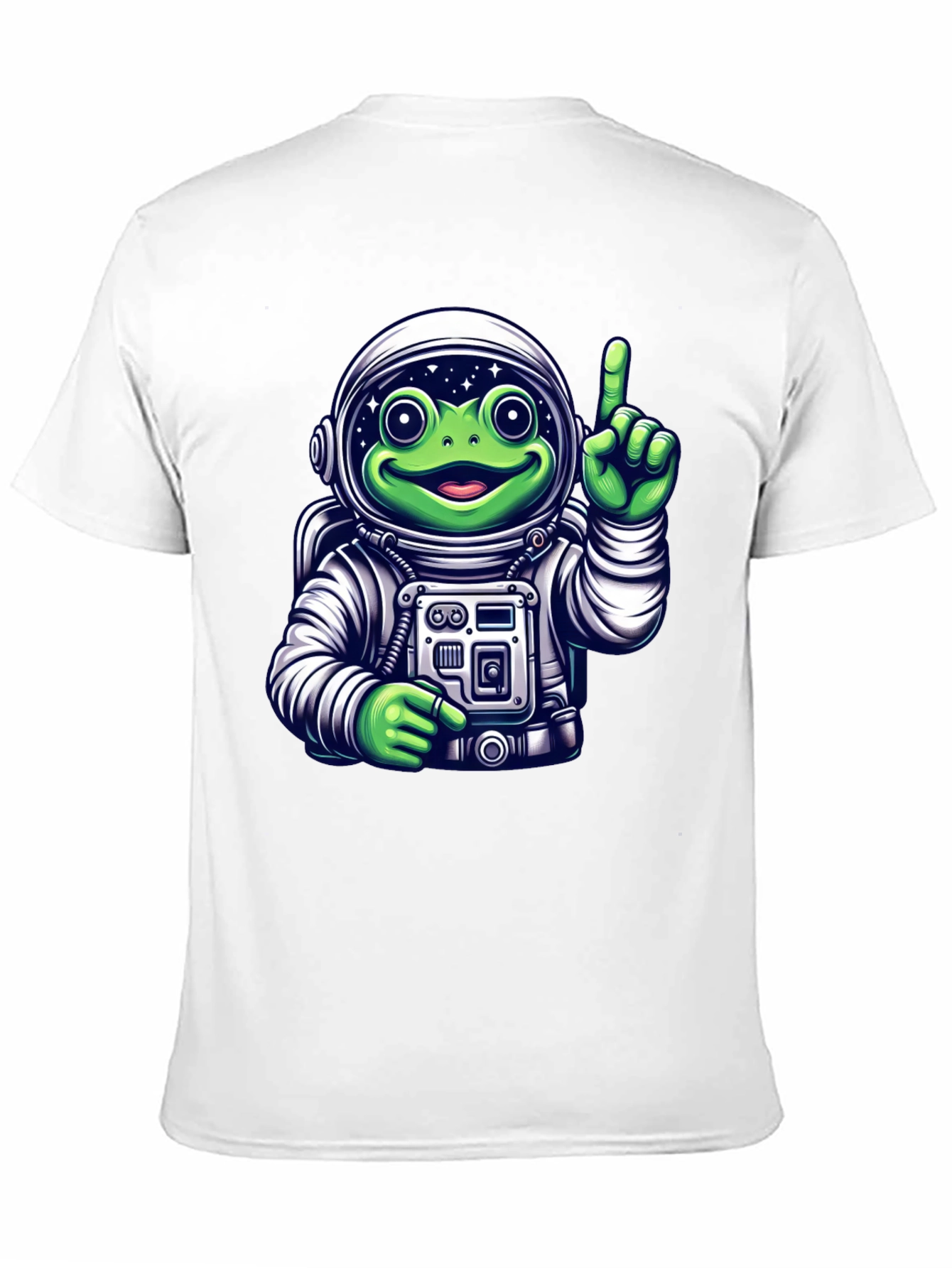 Frog Astronaut Graphic T-Shirt - Black Crew Neck Tee