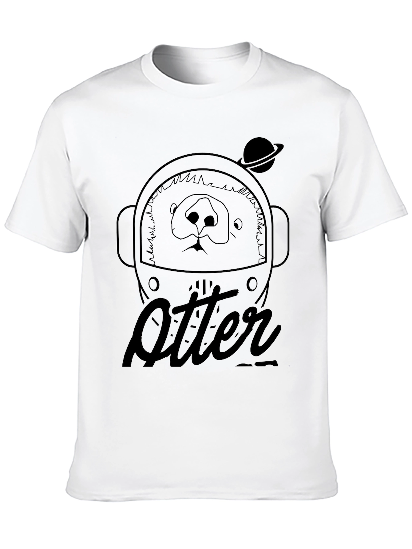 Otter Astronaut Black Graphic T-Shirt