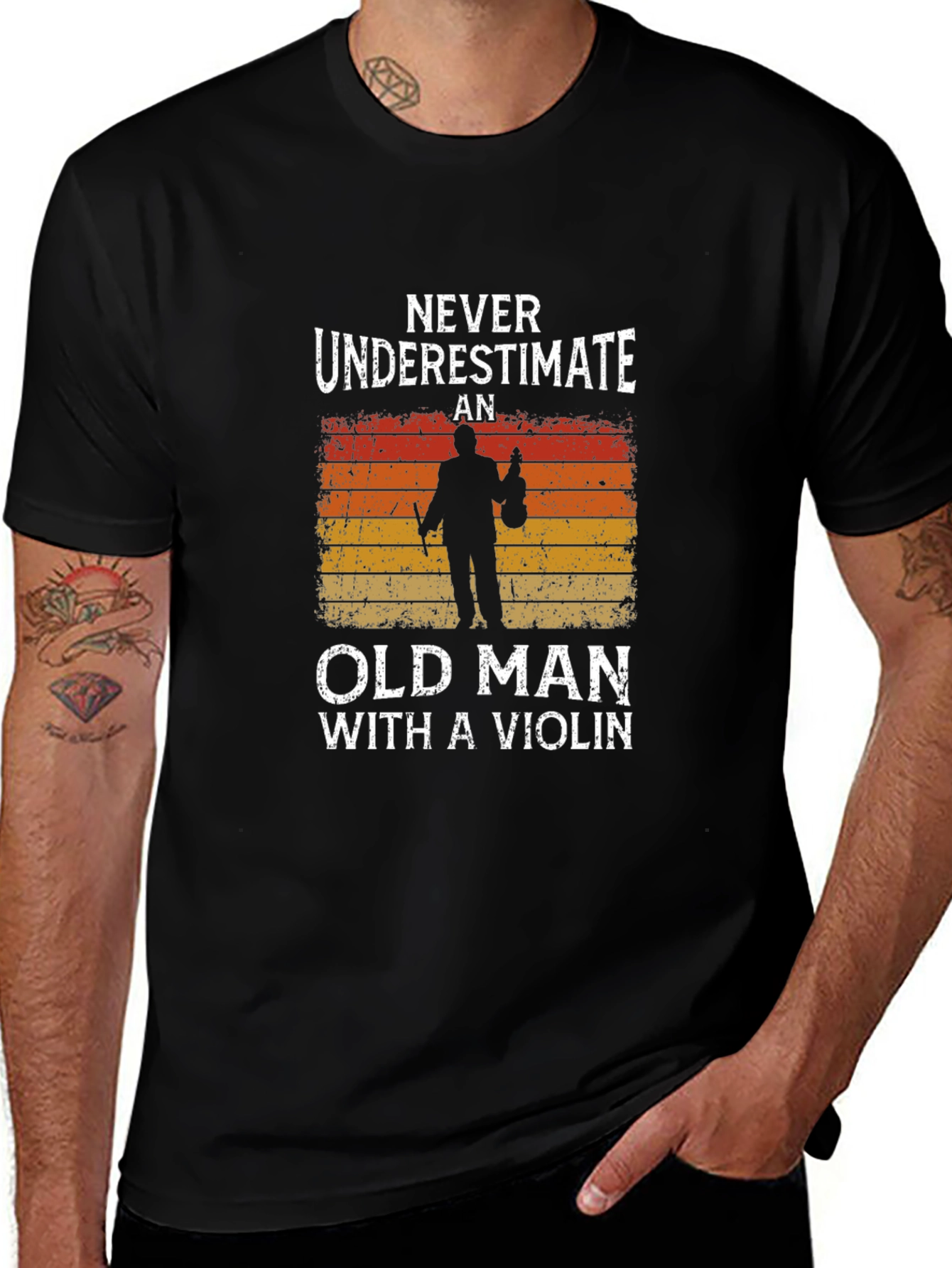 Old Man Violinist Graphic Tee - Music Lover T-Shirt