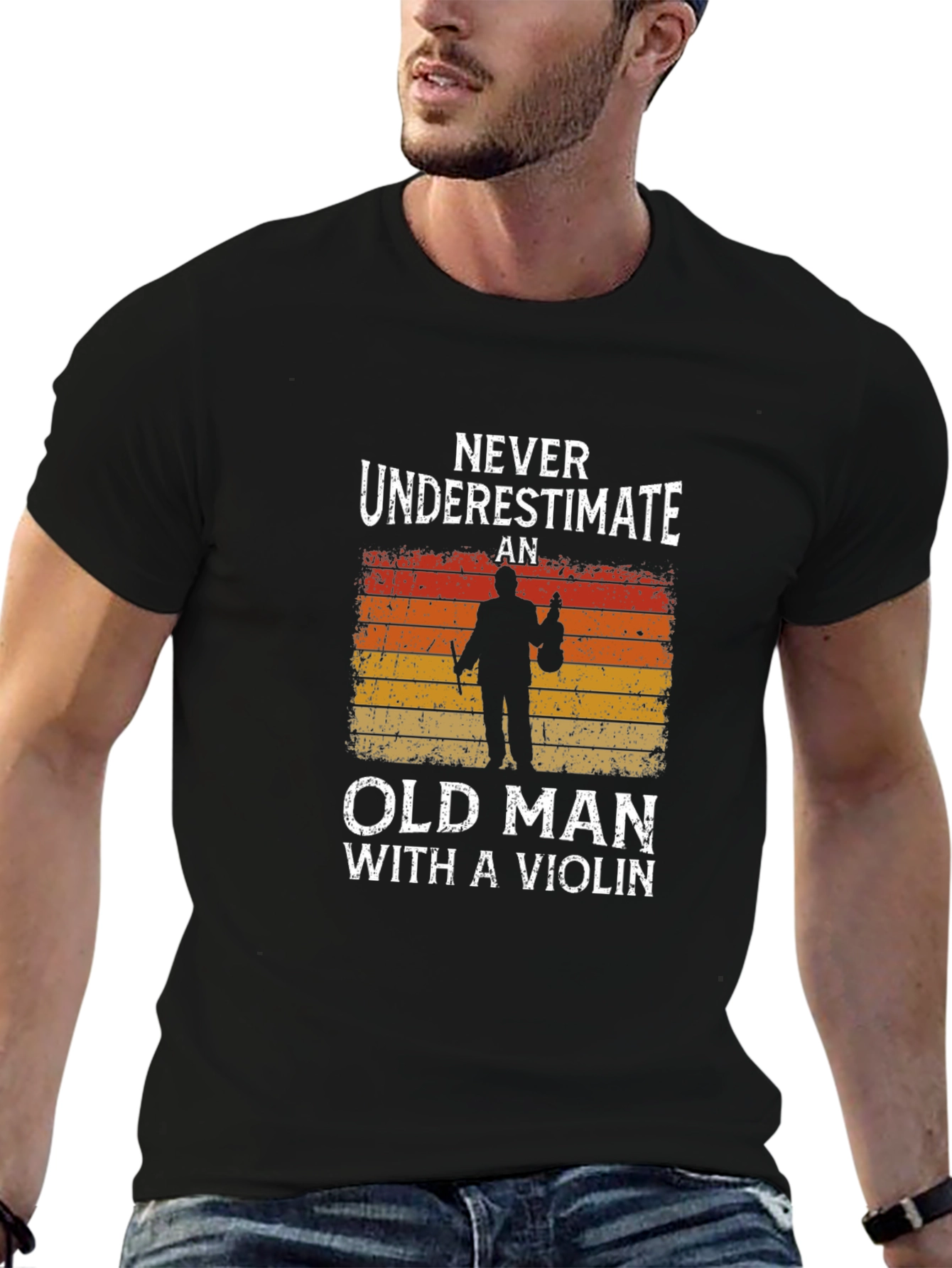 Old Man Violinist Graphic Tee - Music Lover T-Shirt