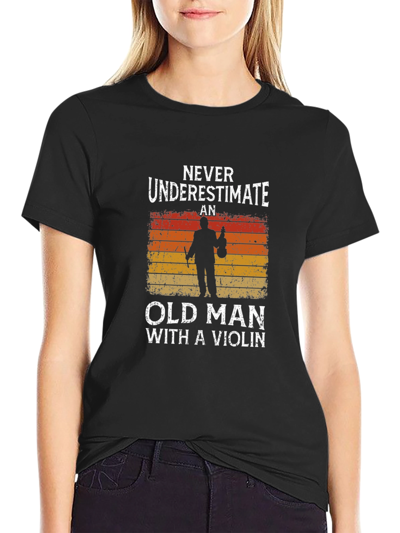 Old Man Violinist Graphic Tee - Music Lover T-Shirt