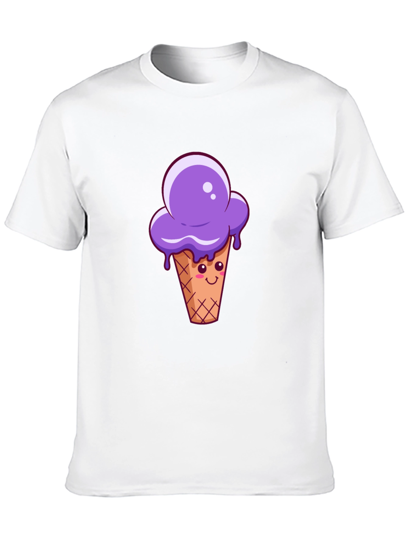 Purple Ice Cream Graphic Black T-Shirt