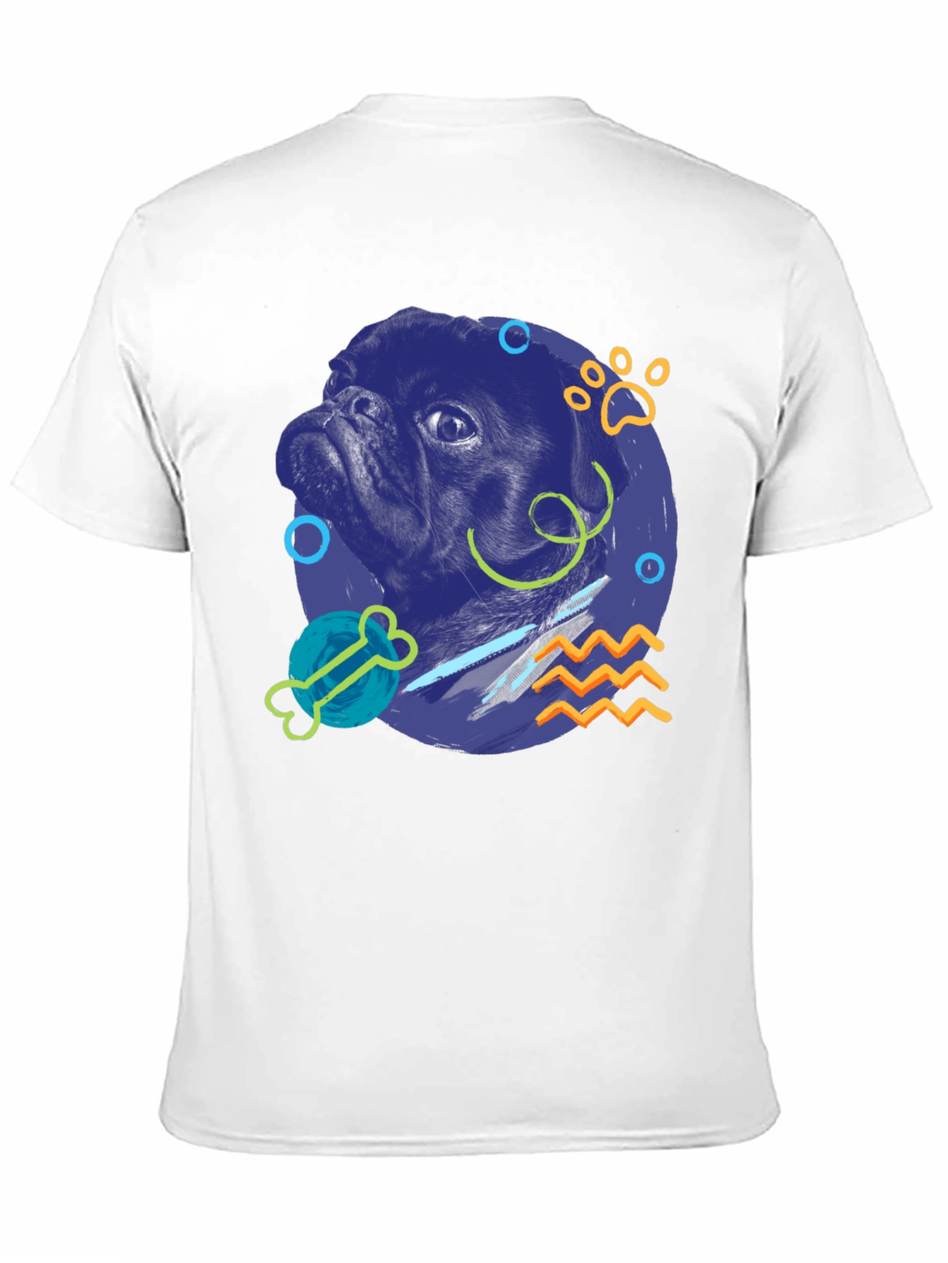 Pug Graphic Print Black T-Shirt