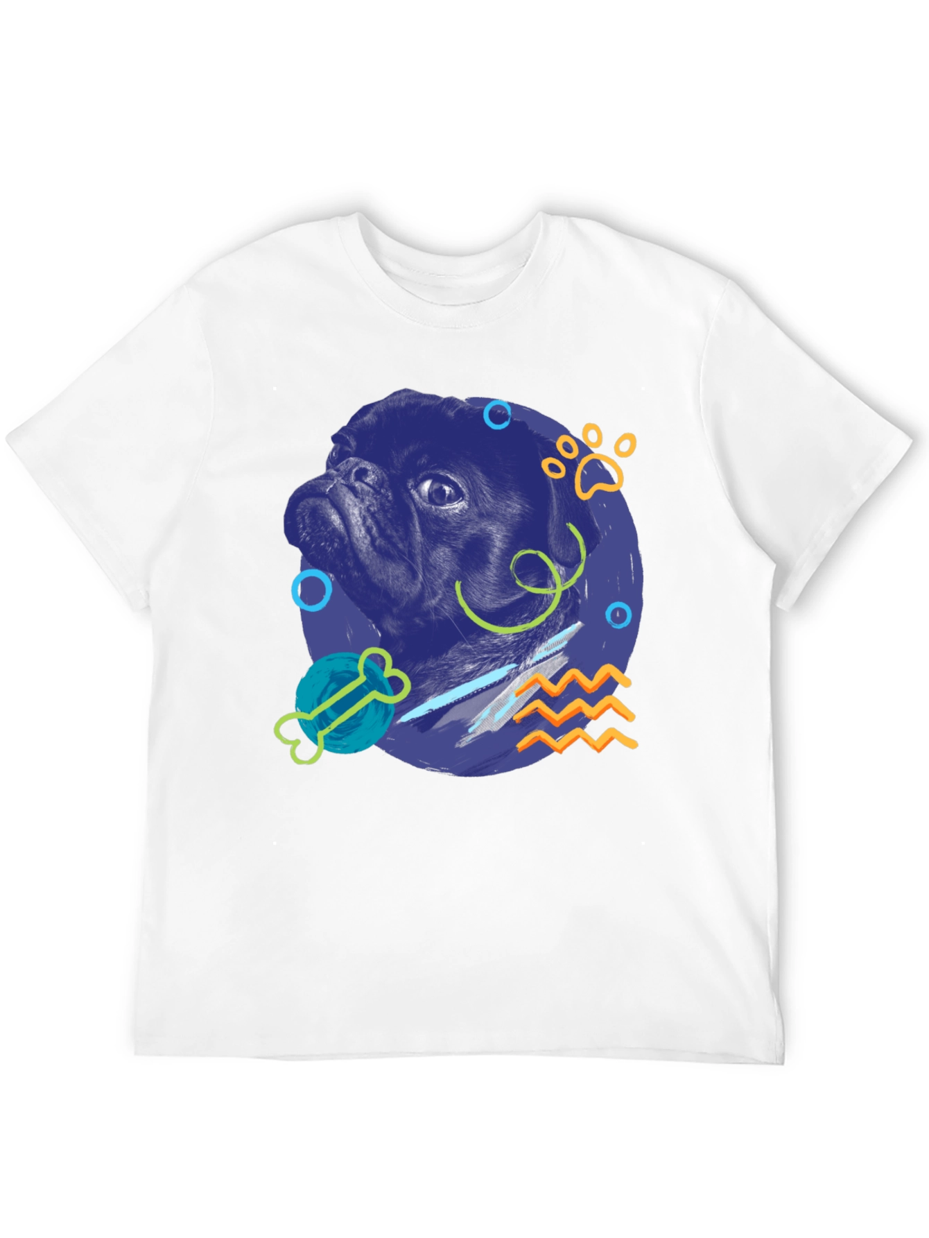 Pug Graphic Print Black T-Shirt