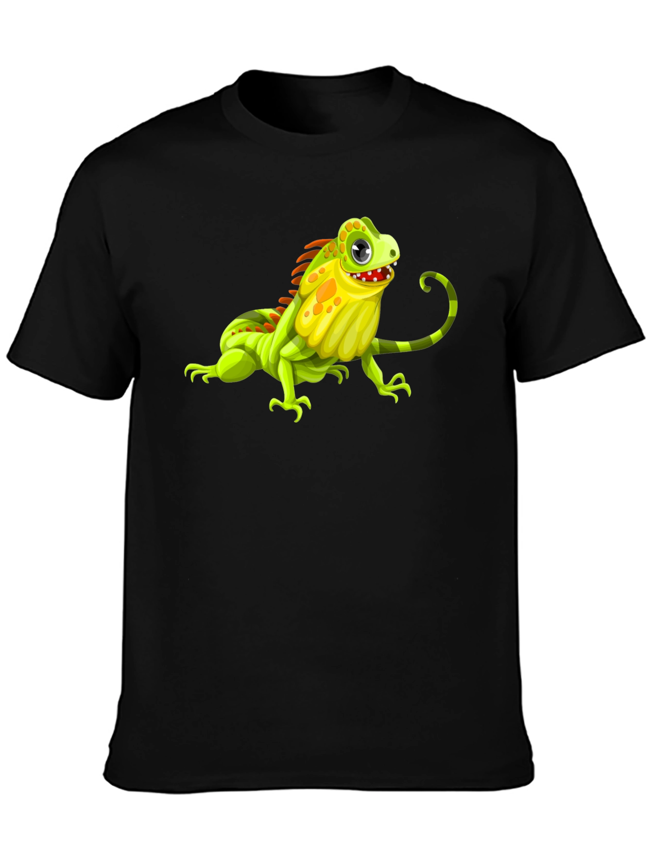 Iguana Graphic Print Black T-Shirt