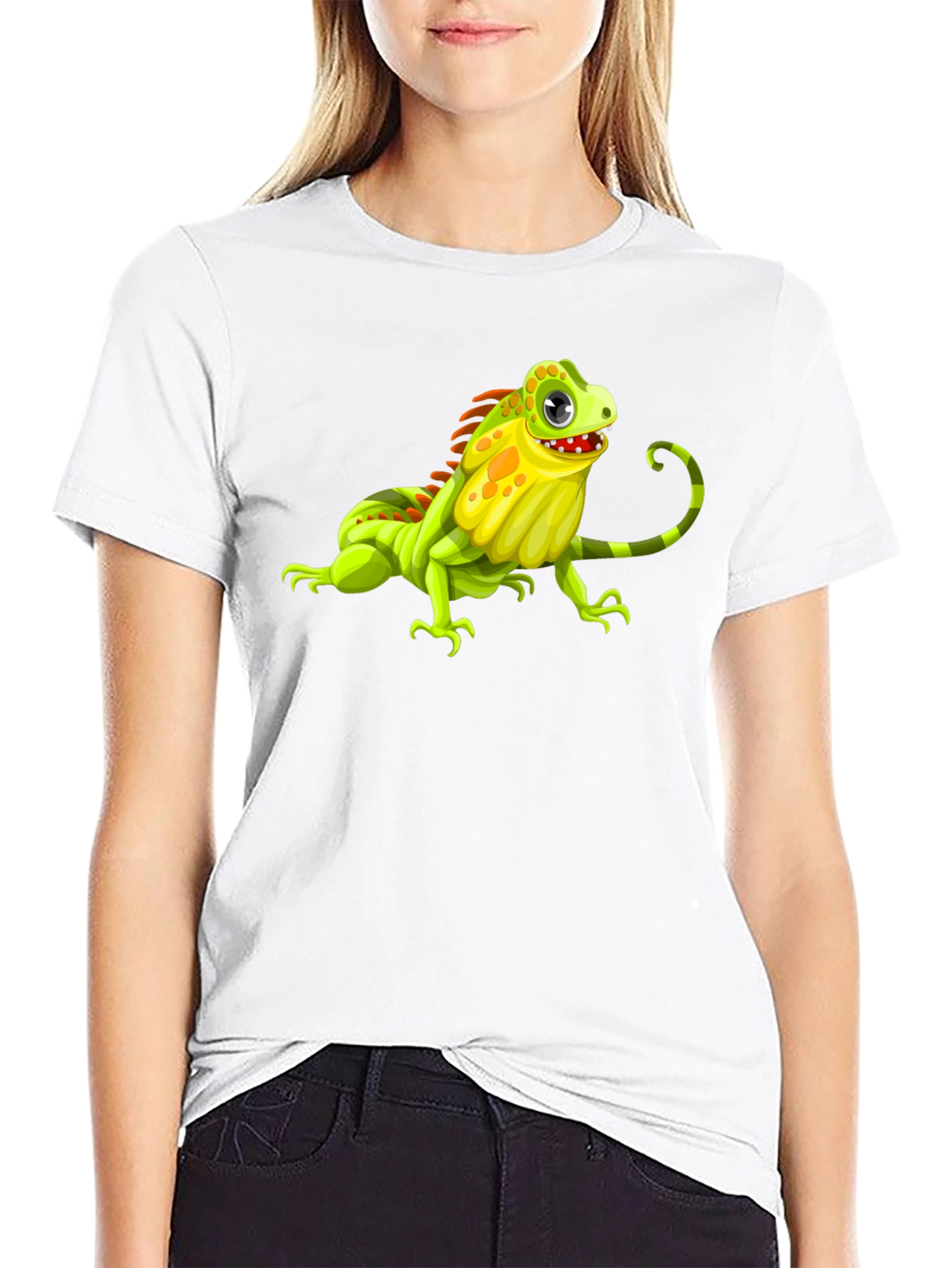 Iguana Graphic Print Black T-Shirt
