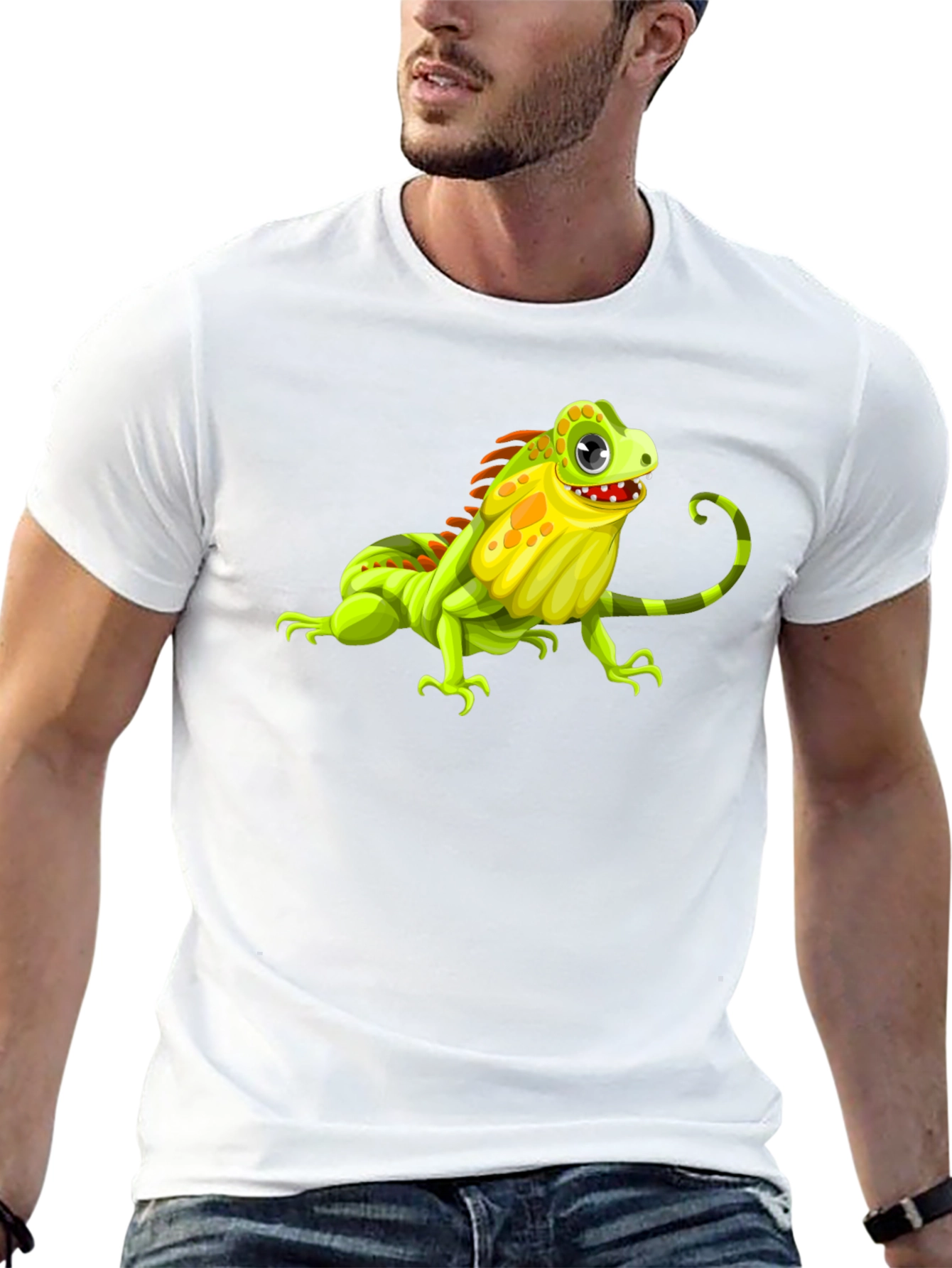 Iguana Graphic Print Black T-Shirt