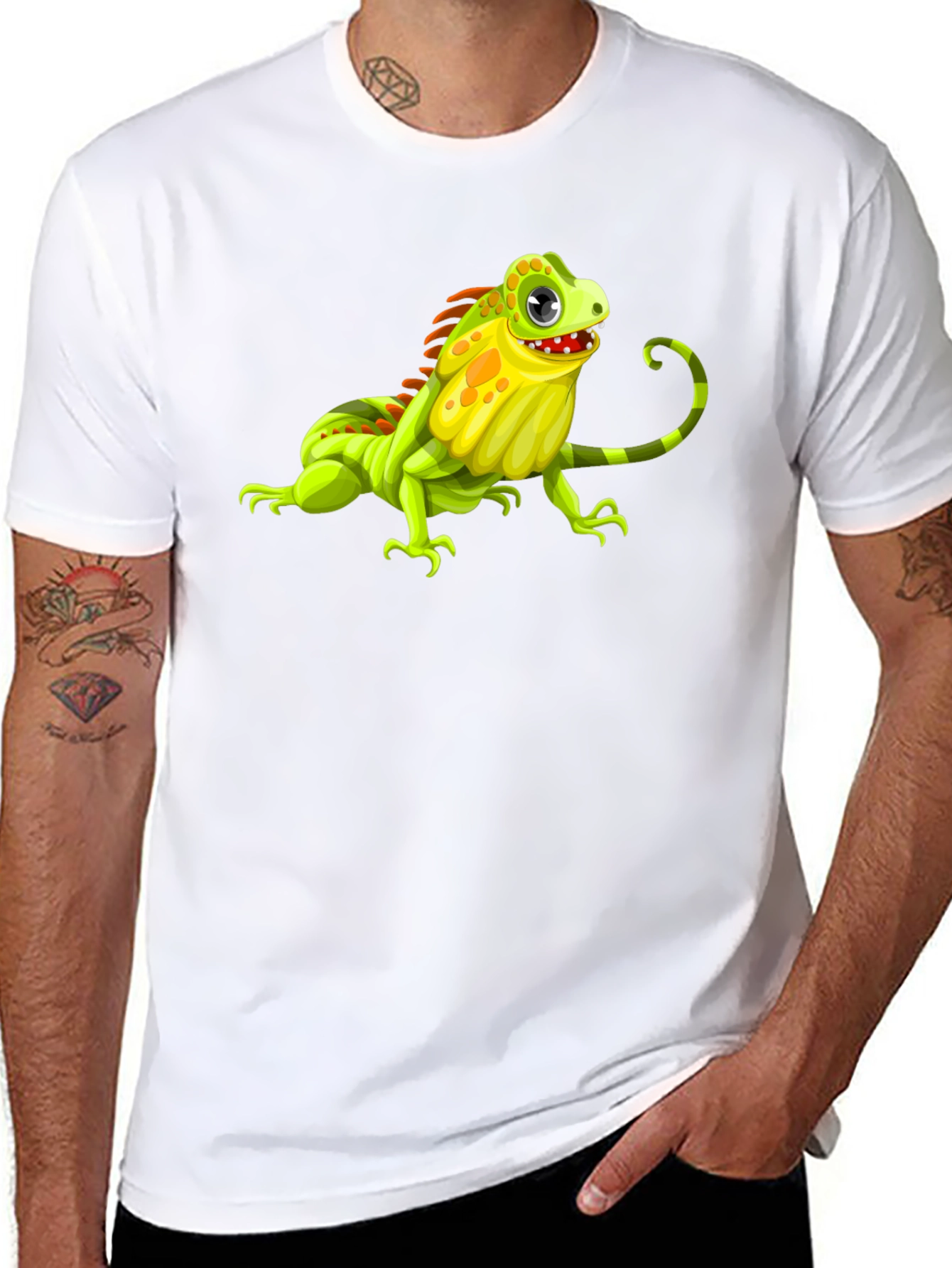 Iguana Graphic Print Black T-Shirt