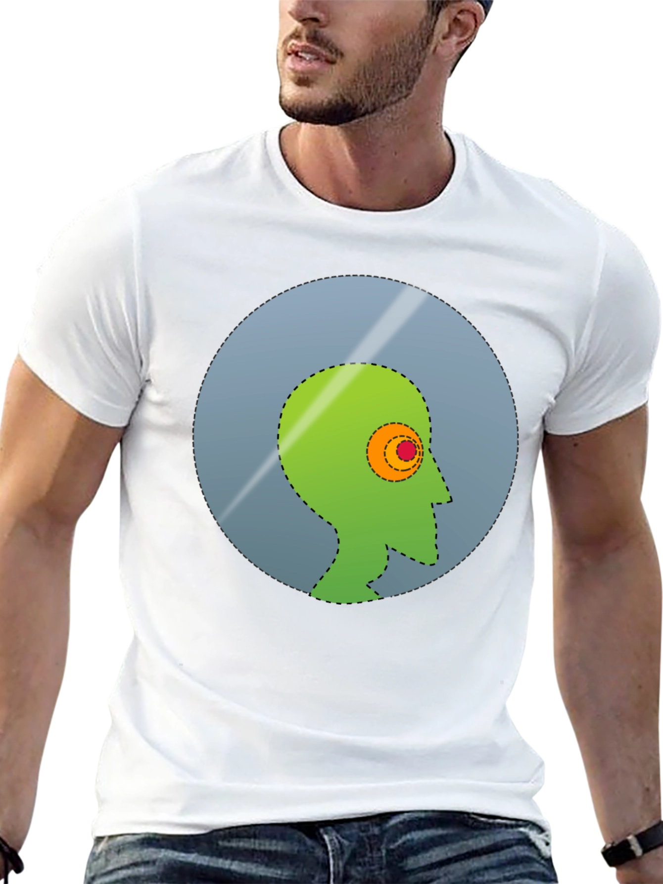 Abstract Head Graphic Tee - Stylish Mens Black T-Shirt