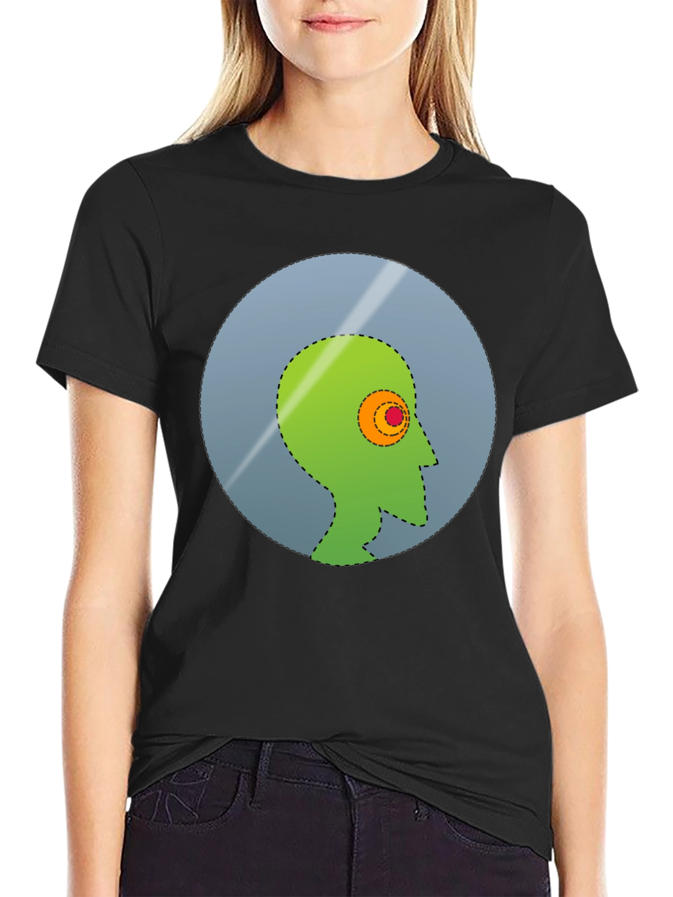 Abstract Head Graphic Tee - Stylish Mens Black T-Shirt