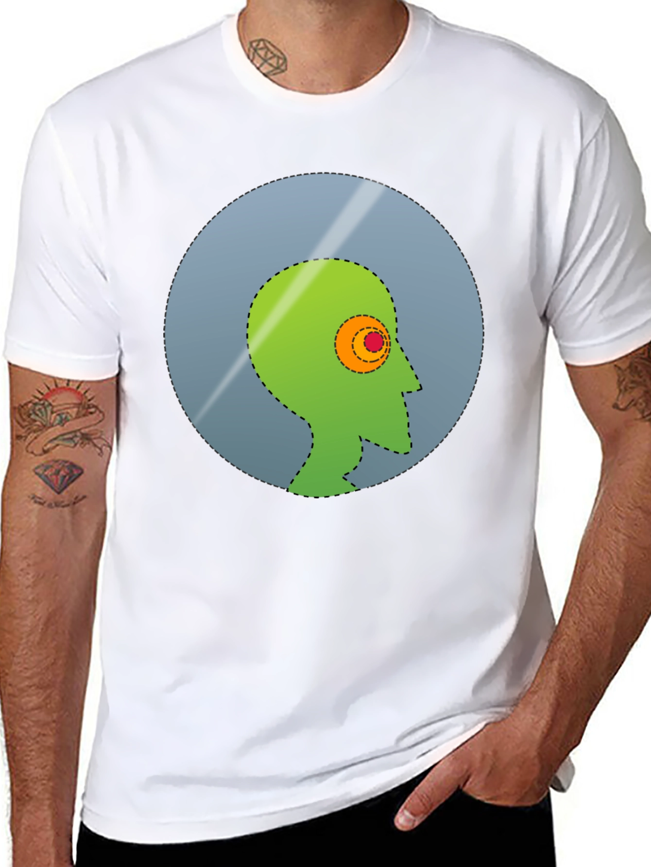 Abstract Head Graphic Tee - Stylish Mens Black T-Shirt