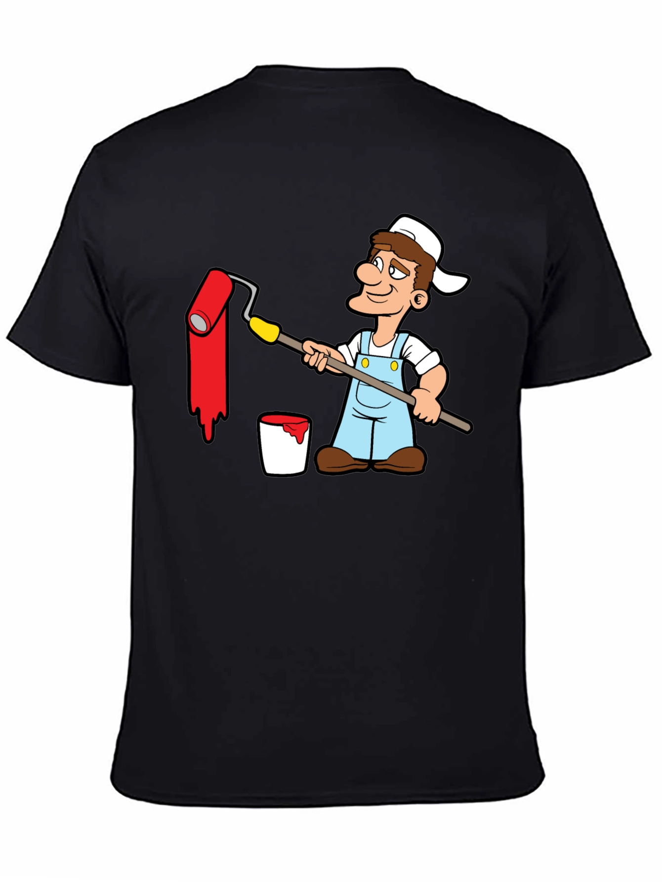 Painter Cartoon Graphic T-Shirt - Black